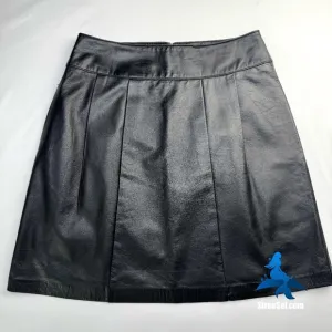 1087 100% Leather White House Black Market Pleated Skirt - Size 4 - Black