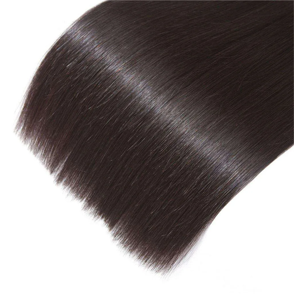 10A Brazilian Straight Hair 4 Bundles With Lace Frontal Human Hair