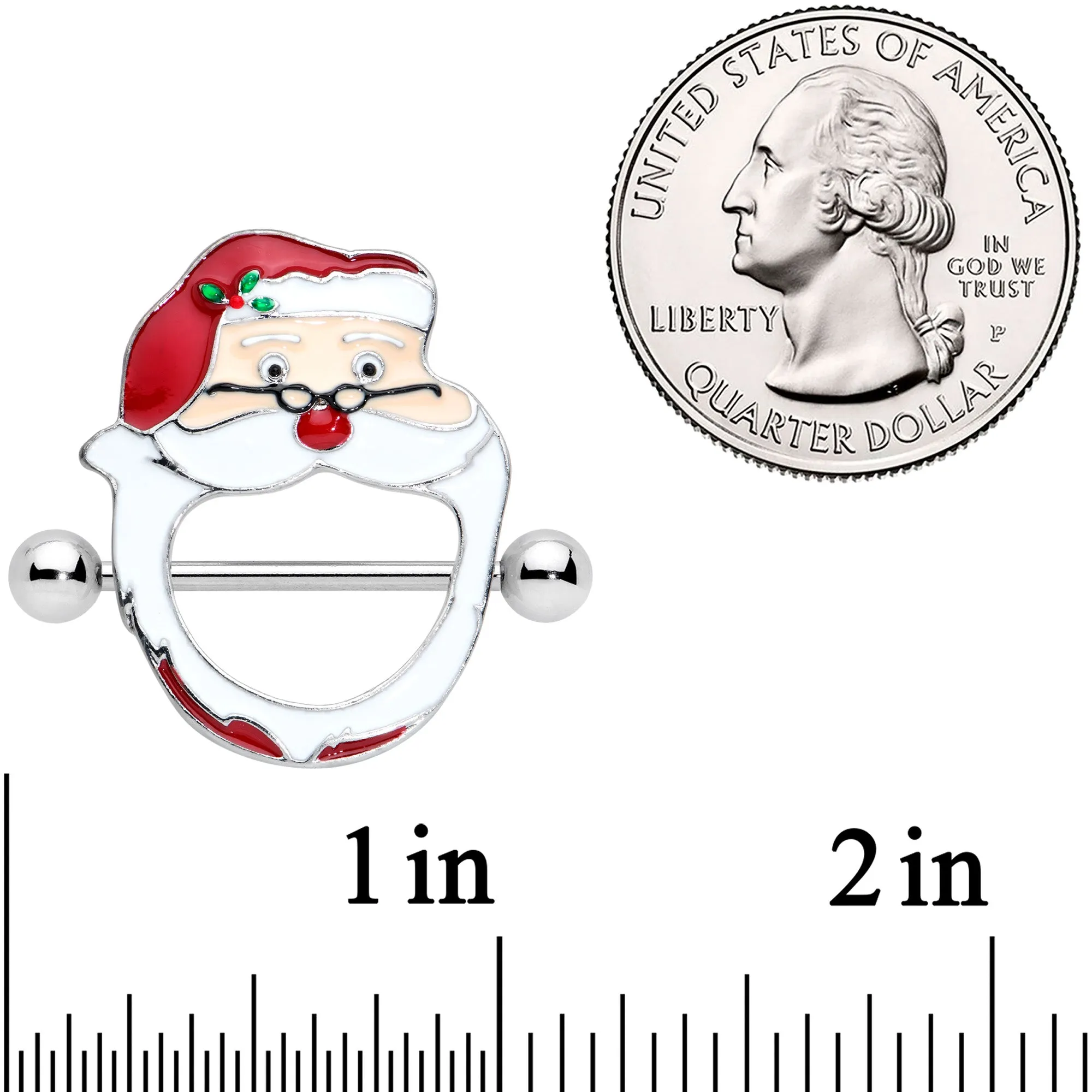 14 Gauge 5/8 Festive Red Nosed Santa Claus Christmas Nipple Shield Set