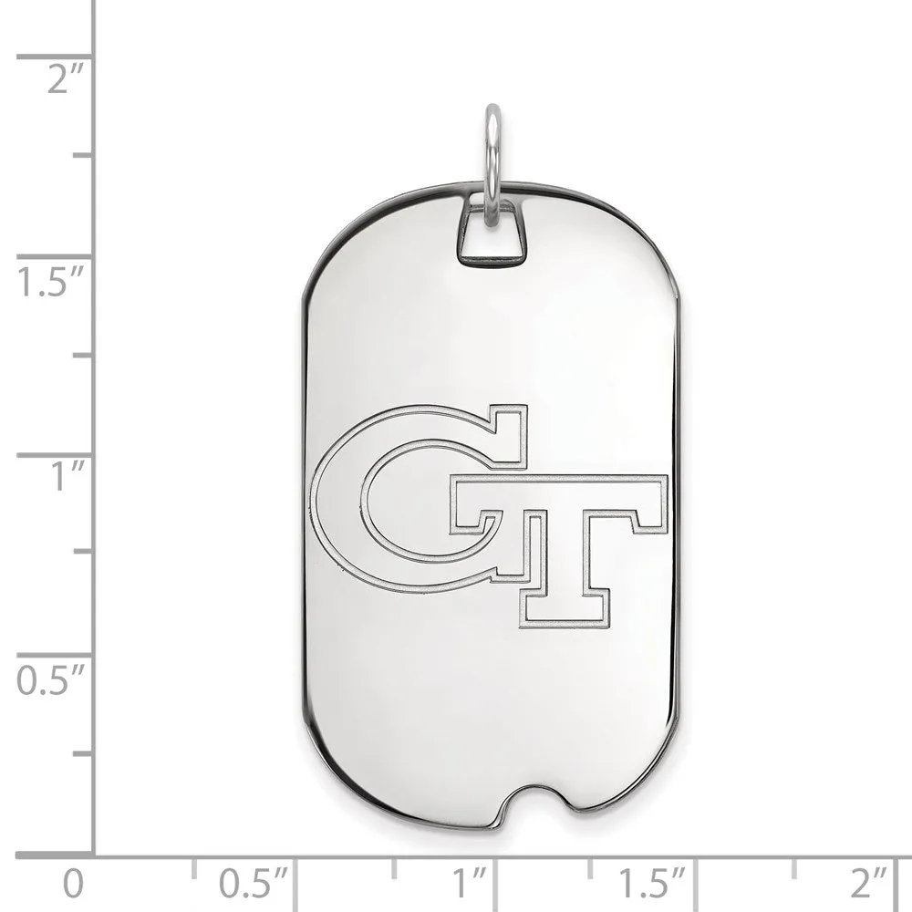 14k White Gold Georgia Institute of Technology Large Dog Tag