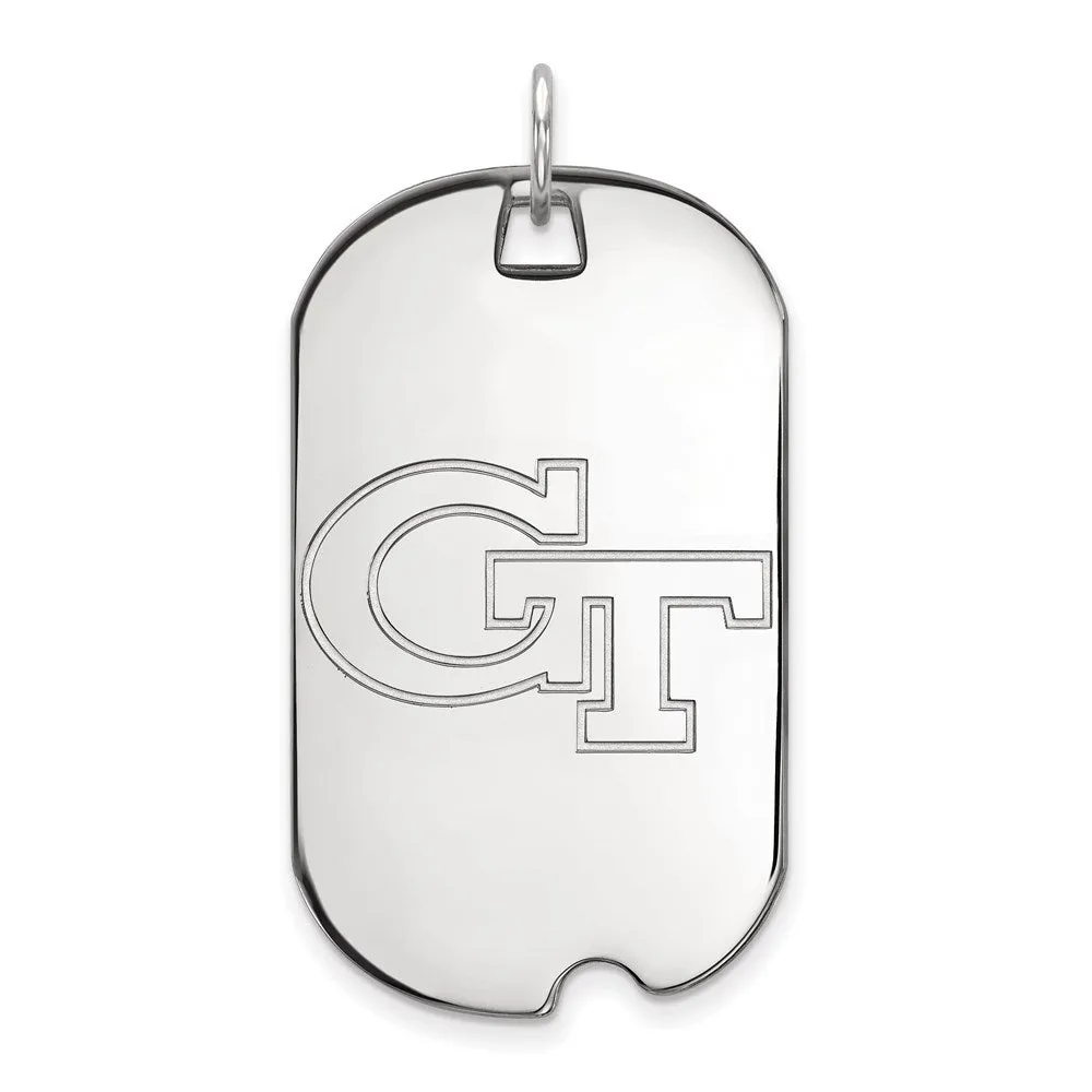 14k White Gold Georgia Institute of Technology Large Dog Tag