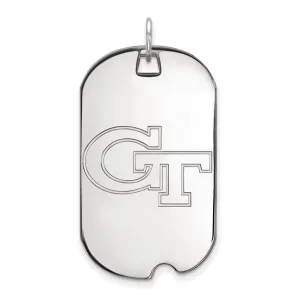 14k White Gold Georgia Institute of Technology Large Dog Tag