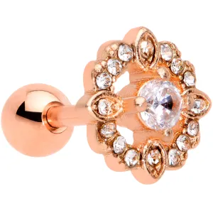 16 Gauge 1/4 Clear Gem Rose Gold Tone Celtic Cluster Cartilage Tragus