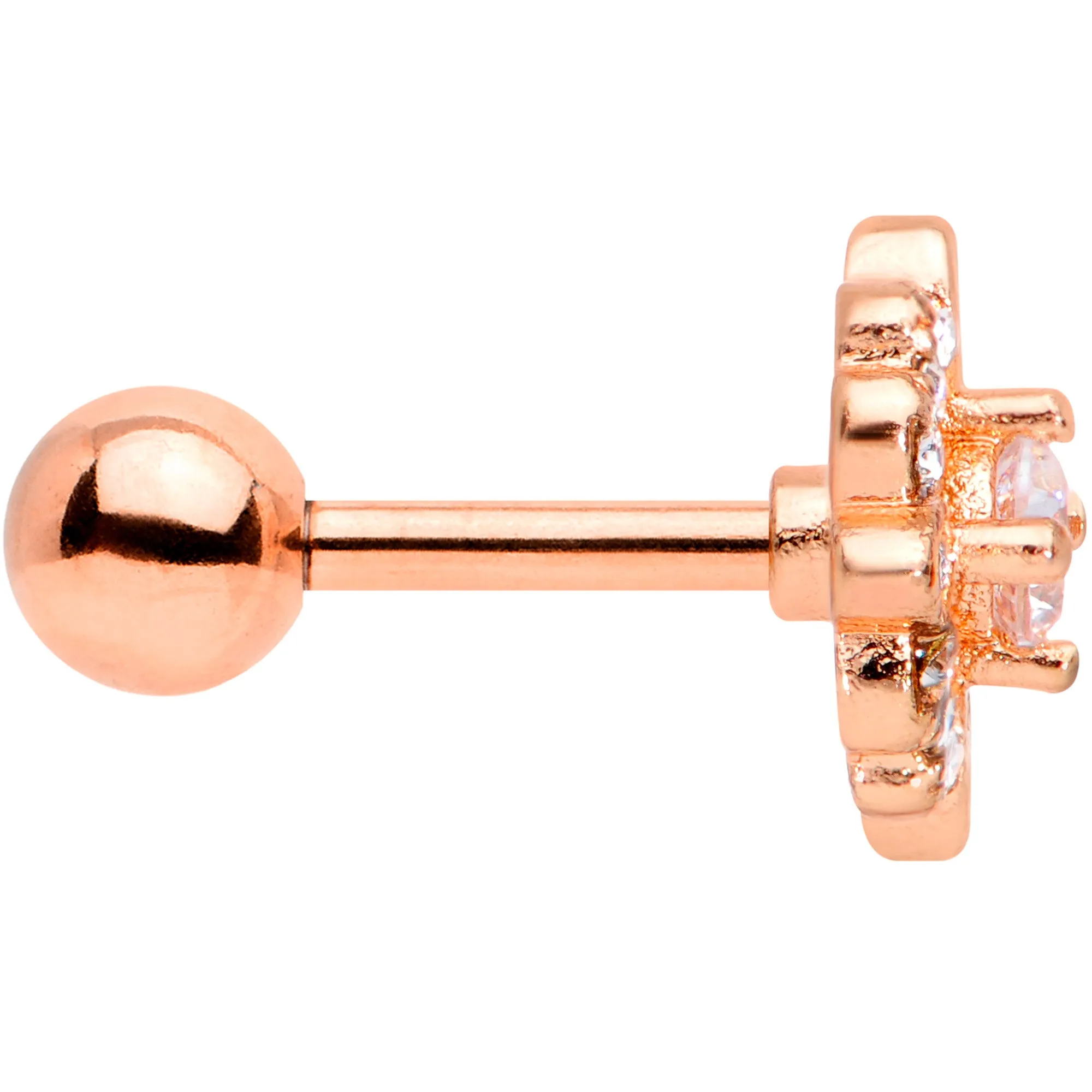 16 Gauge 1/4 Clear Gem Rose Gold Tone Celtic Cluster Cartilage Tragus