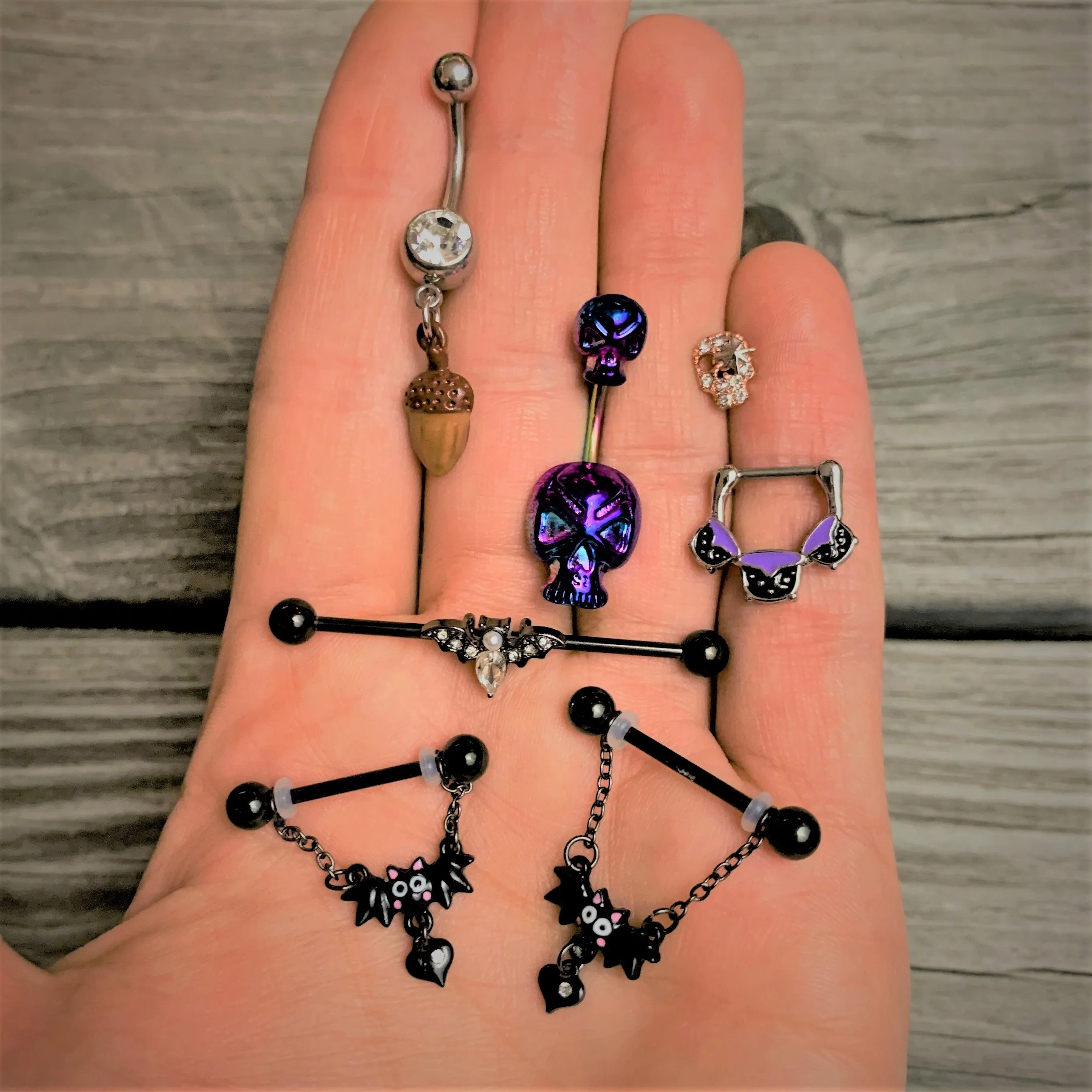 16 Gauge 1/4 Clear Gem Rose Gold Tone Star Skull Cartilage Tragus