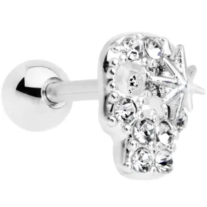 16 Gauge 1/4 Clear Gem Star Skull Cartilage Tragus Earring