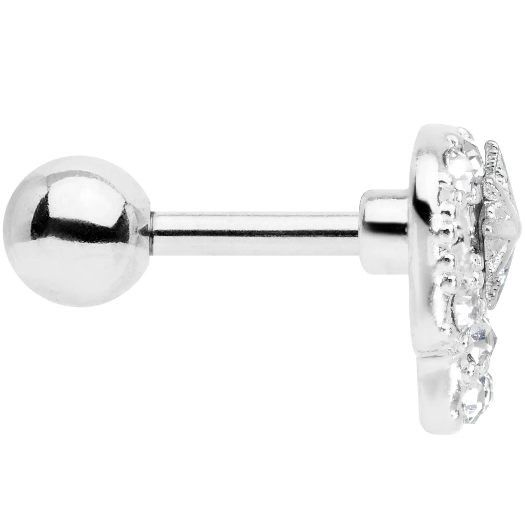 16 Gauge 1/4 Clear Gem Star Skull Cartilage Tragus Earring