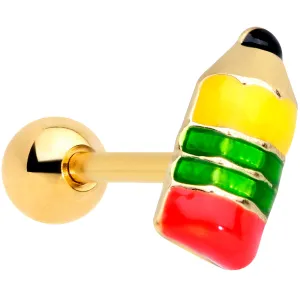16 Gauge 1/4 Gold Tone Get to Work Pencil Cartilage Tragus Earring
