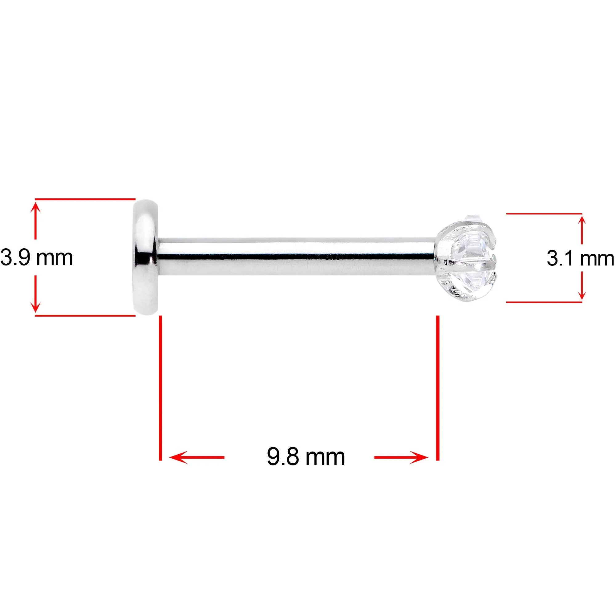 16 Gauge 3/8 Red Green CZ Gem Holiday Star Labret Tragus Set of 3