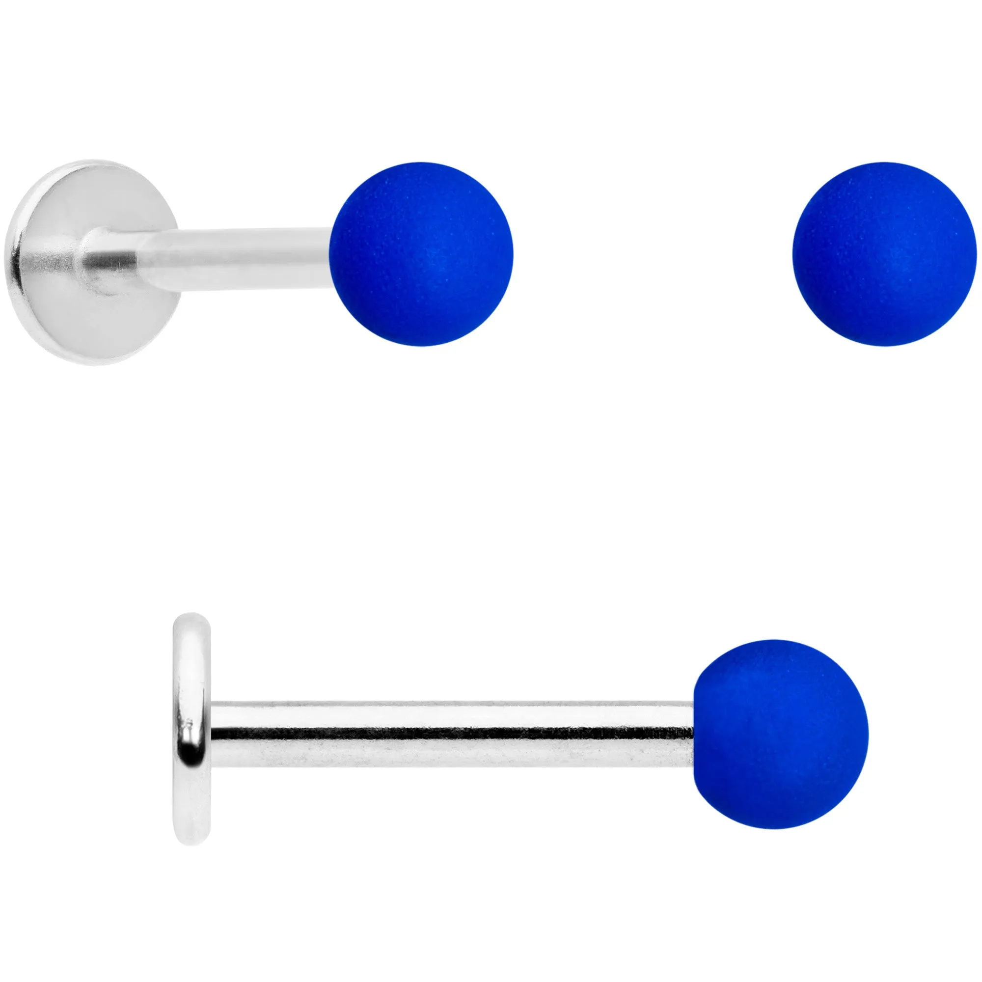 16 Gauge 5/16 Blue Brown Matte Labret Monroe Tragus Set of 4