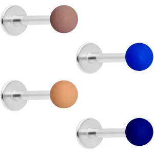 16 Gauge 5/16 Blue Brown Matte Labret Monroe Tragus Set of 4