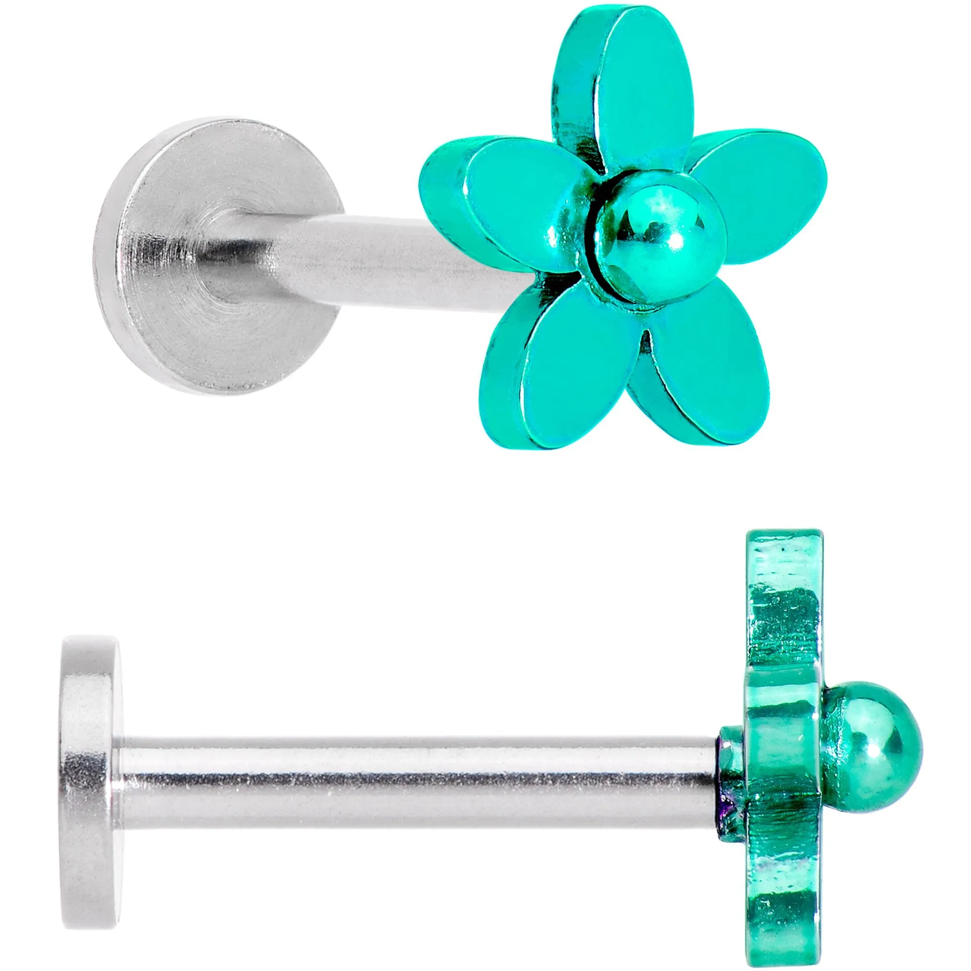 16 Gauge 5/16 Multicolor Internally Threaded Flower Labret Set of 4