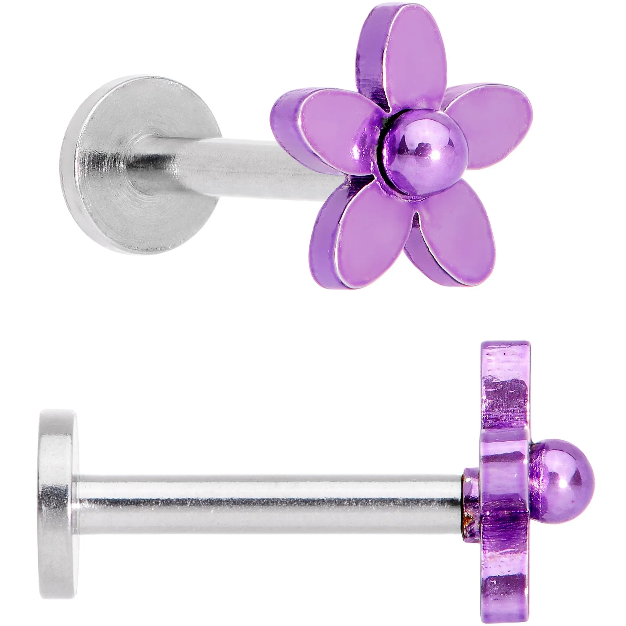 16 Gauge 5/16 Multicolor Internally Threaded Flower Labret Set of 4