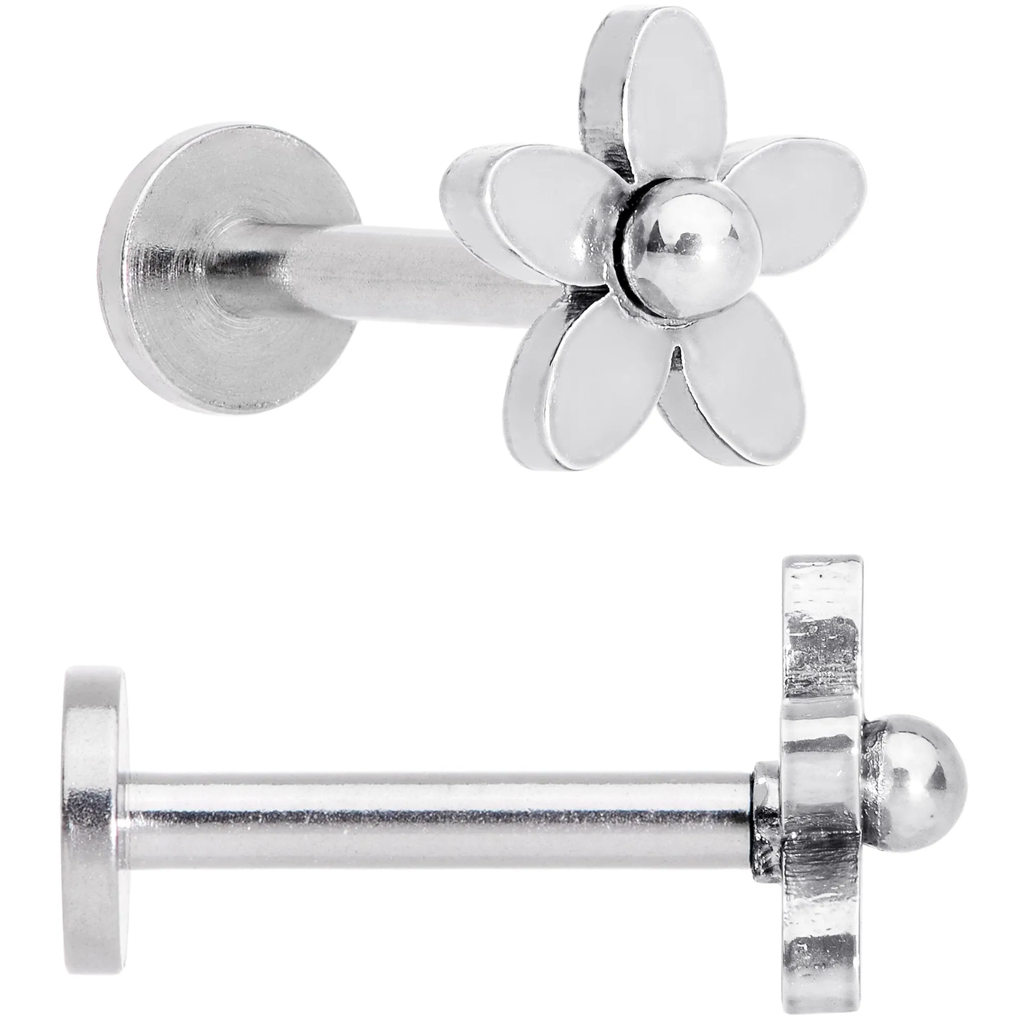 16 Gauge 5/16 Multicolor Internally Threaded Flower Labret Set of 4