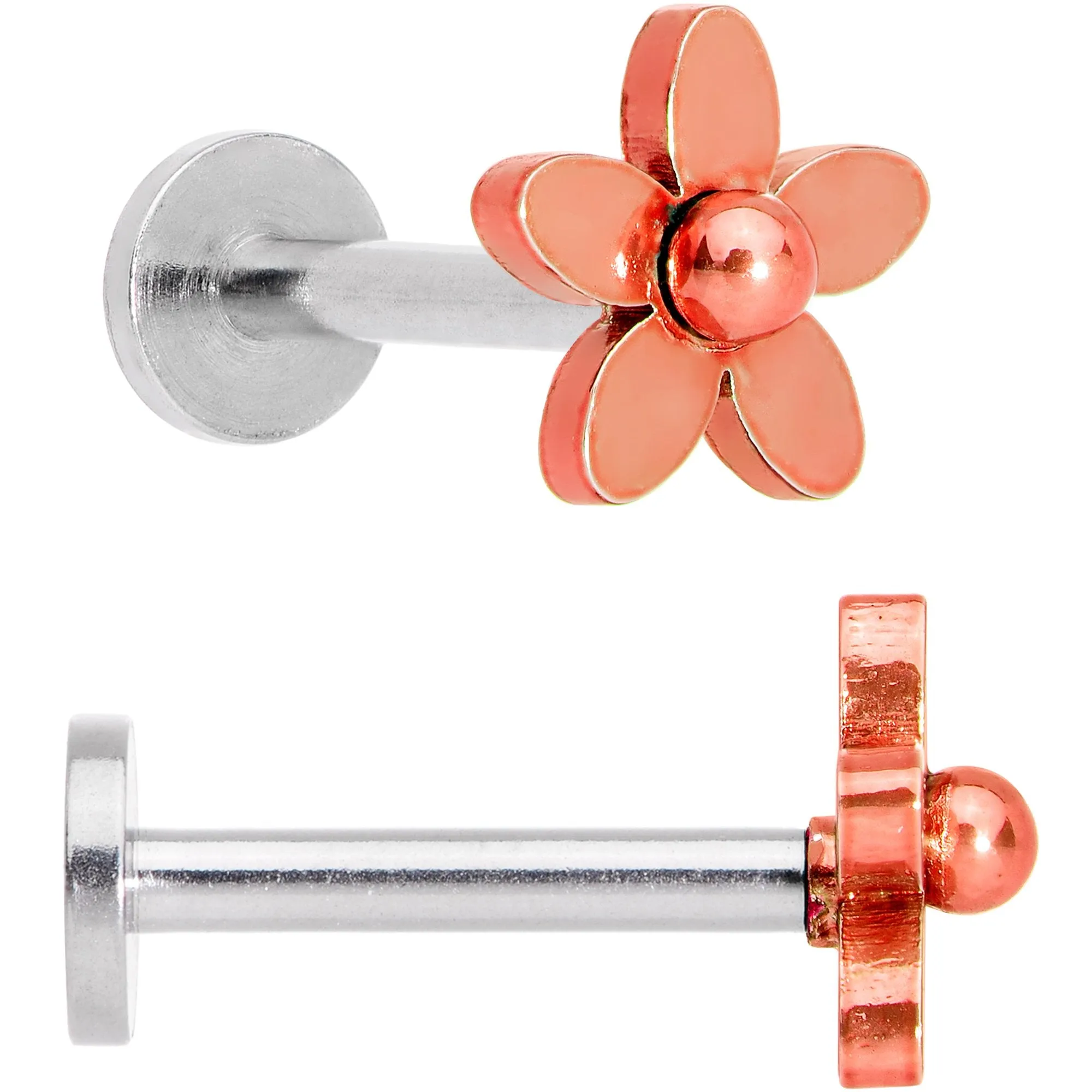 16 Gauge 5/16 Multicolor Internally Threaded Flower Labret Set of 4