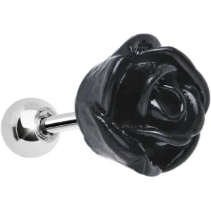 16 Gauge Jet Black Courtship Rose Cartilage Tragus Earring