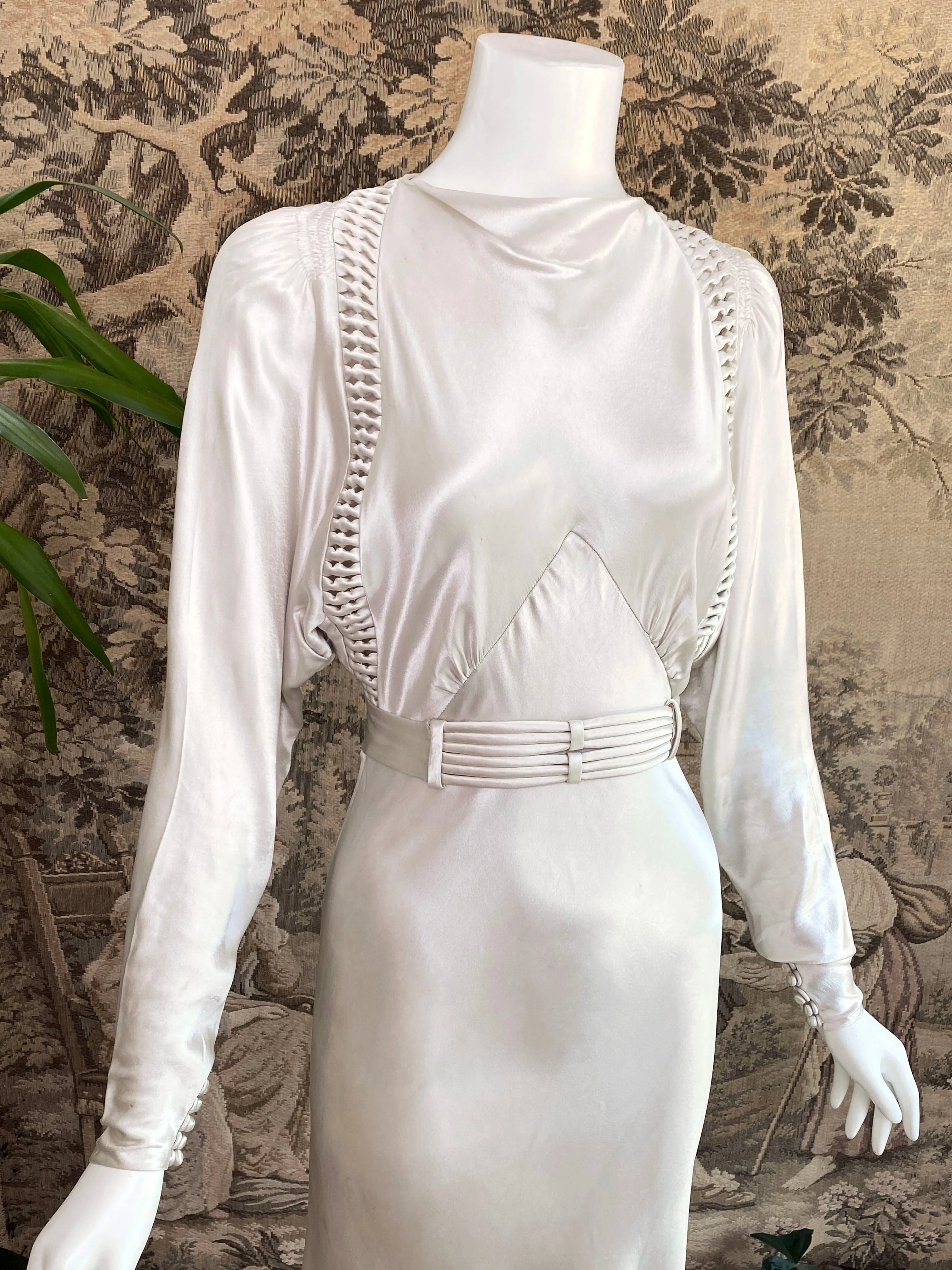 1930s Art Deco Satin Wedding Dress