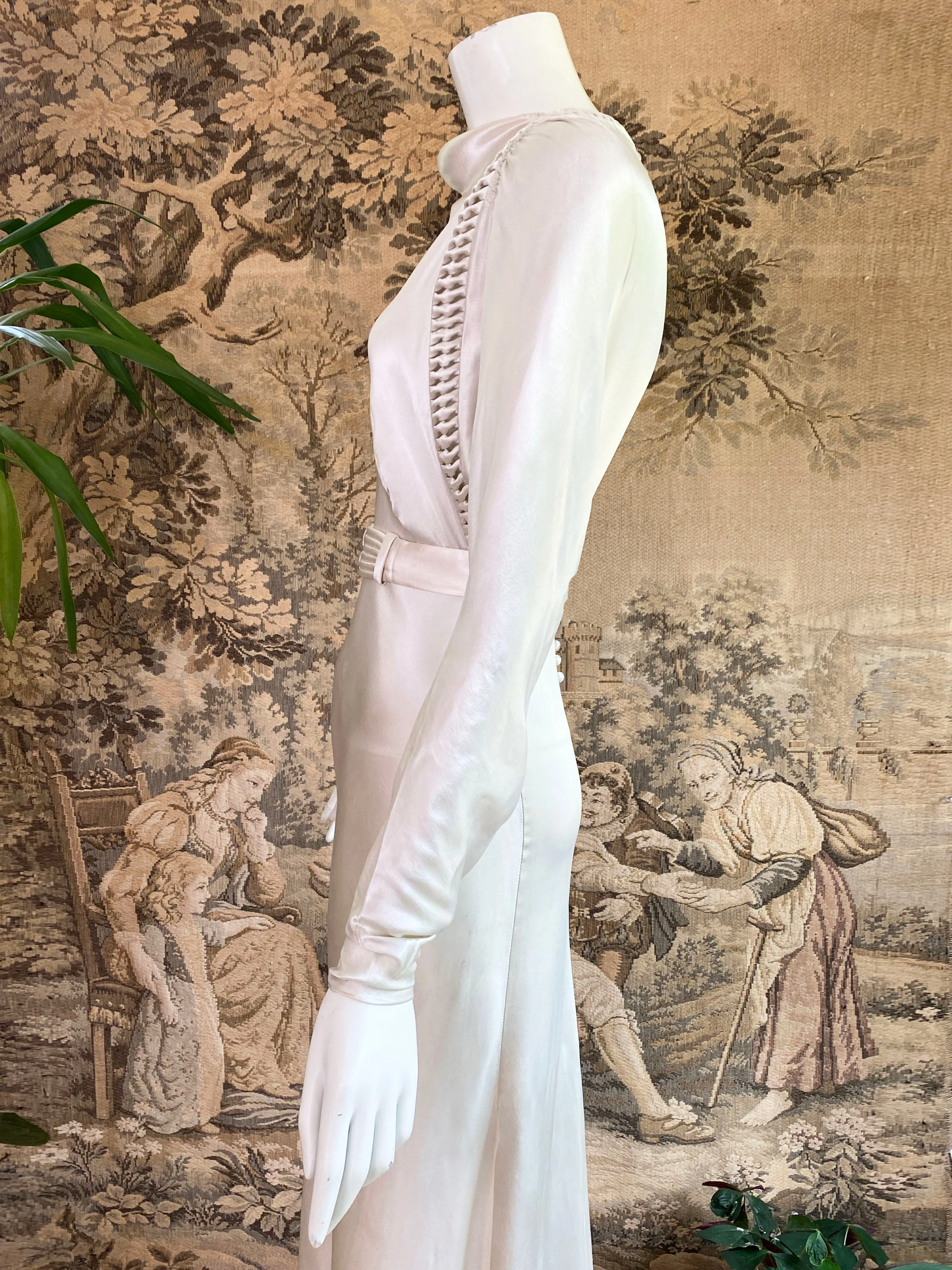 1930s Art Deco Satin Wedding Dress