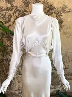 1930s Art Deco Satin Wedding Dress