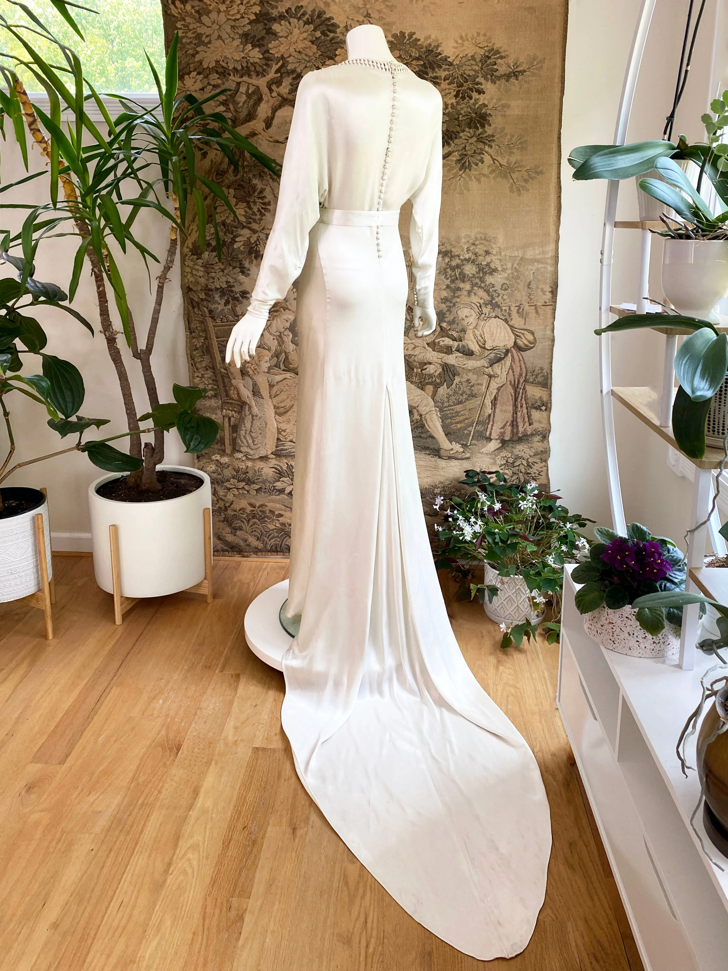 1930s Art Deco Satin Wedding Dress
