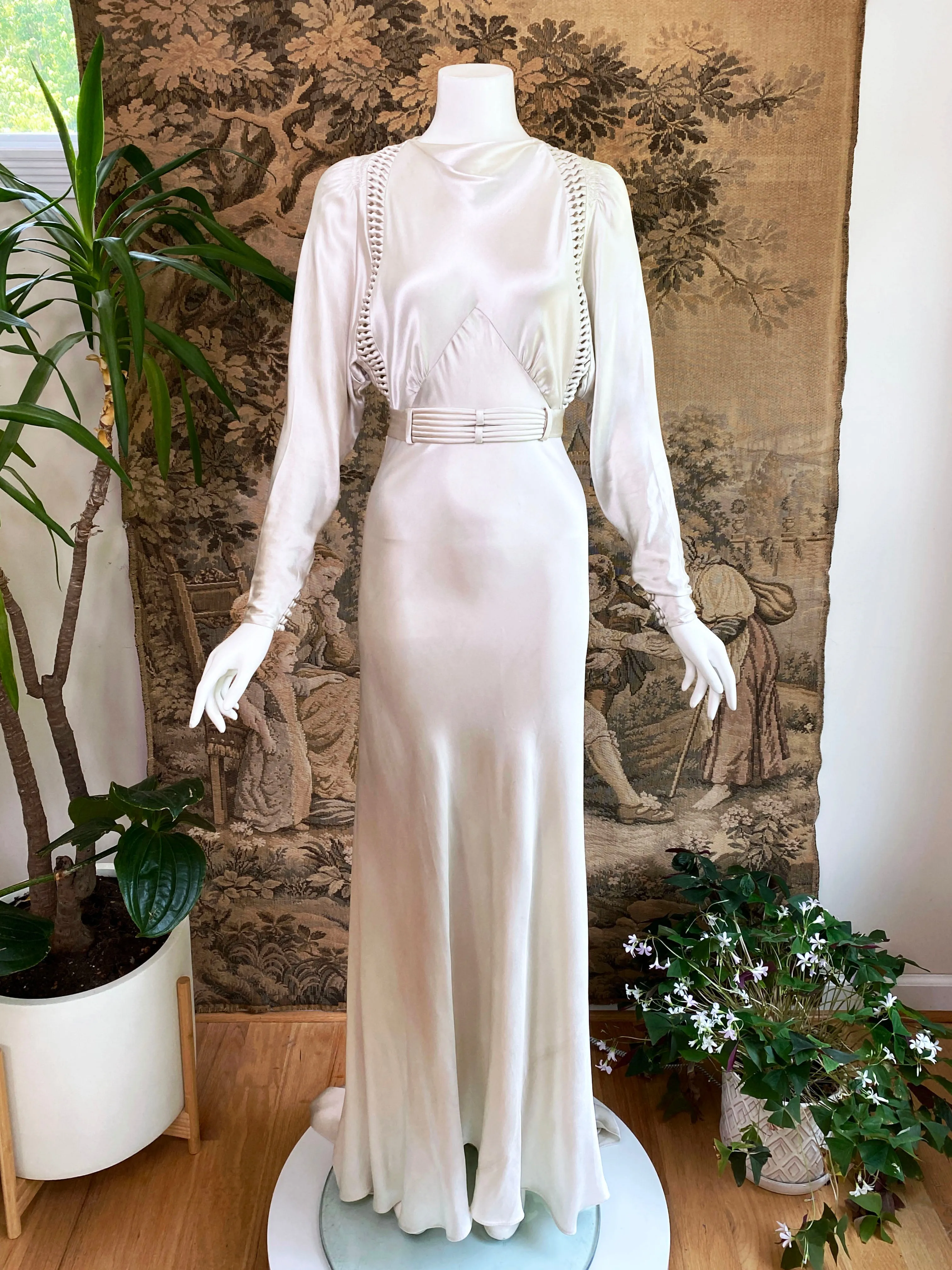 1930s Art Deco Satin Wedding Dress