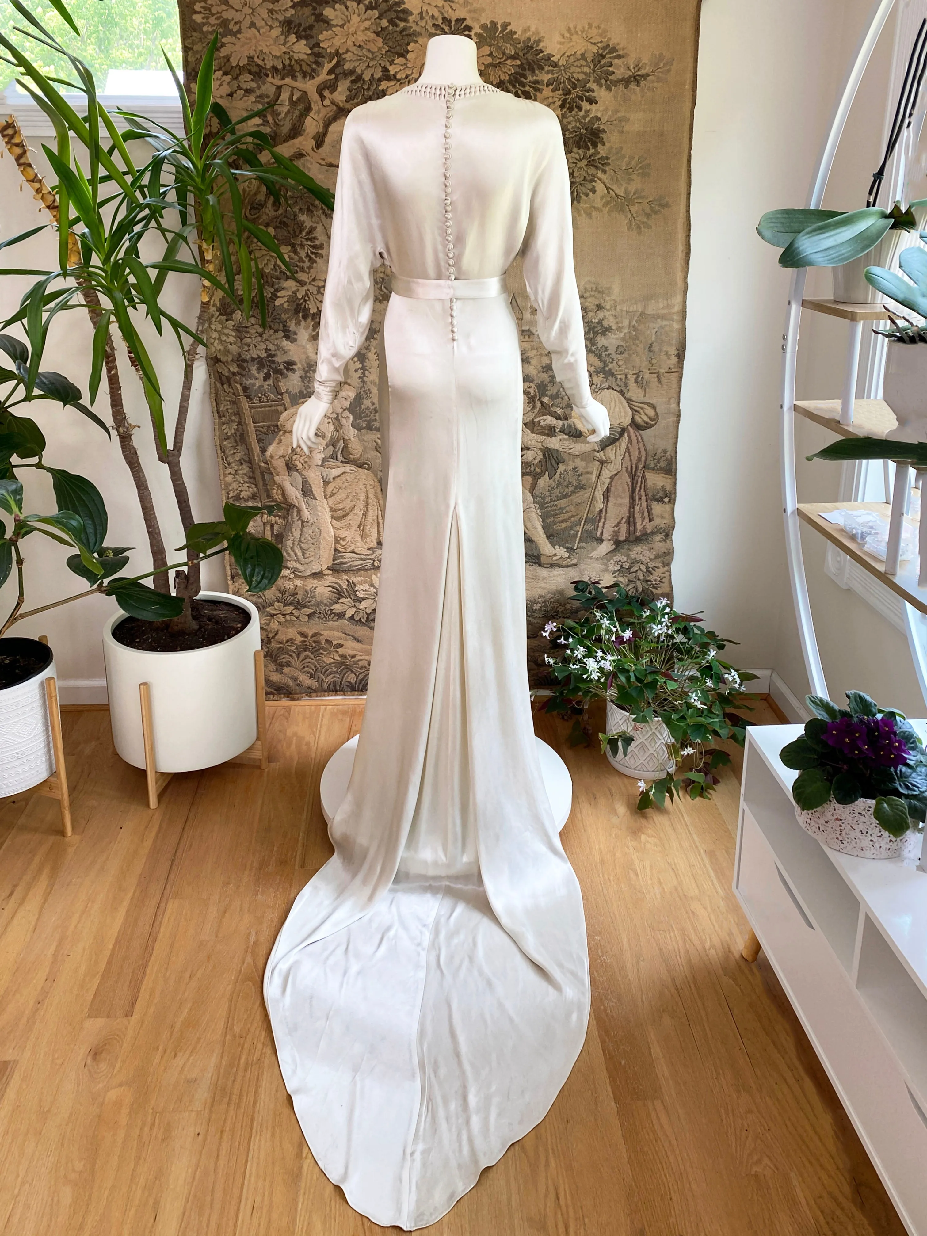 1930s Art Deco Satin Wedding Dress