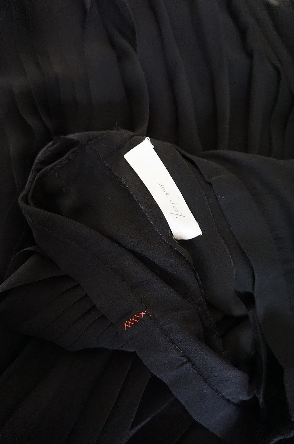 1970s Unlabeled Christian Dior Haute Couture Black Silk Chiffon Knife Pleated Skirt