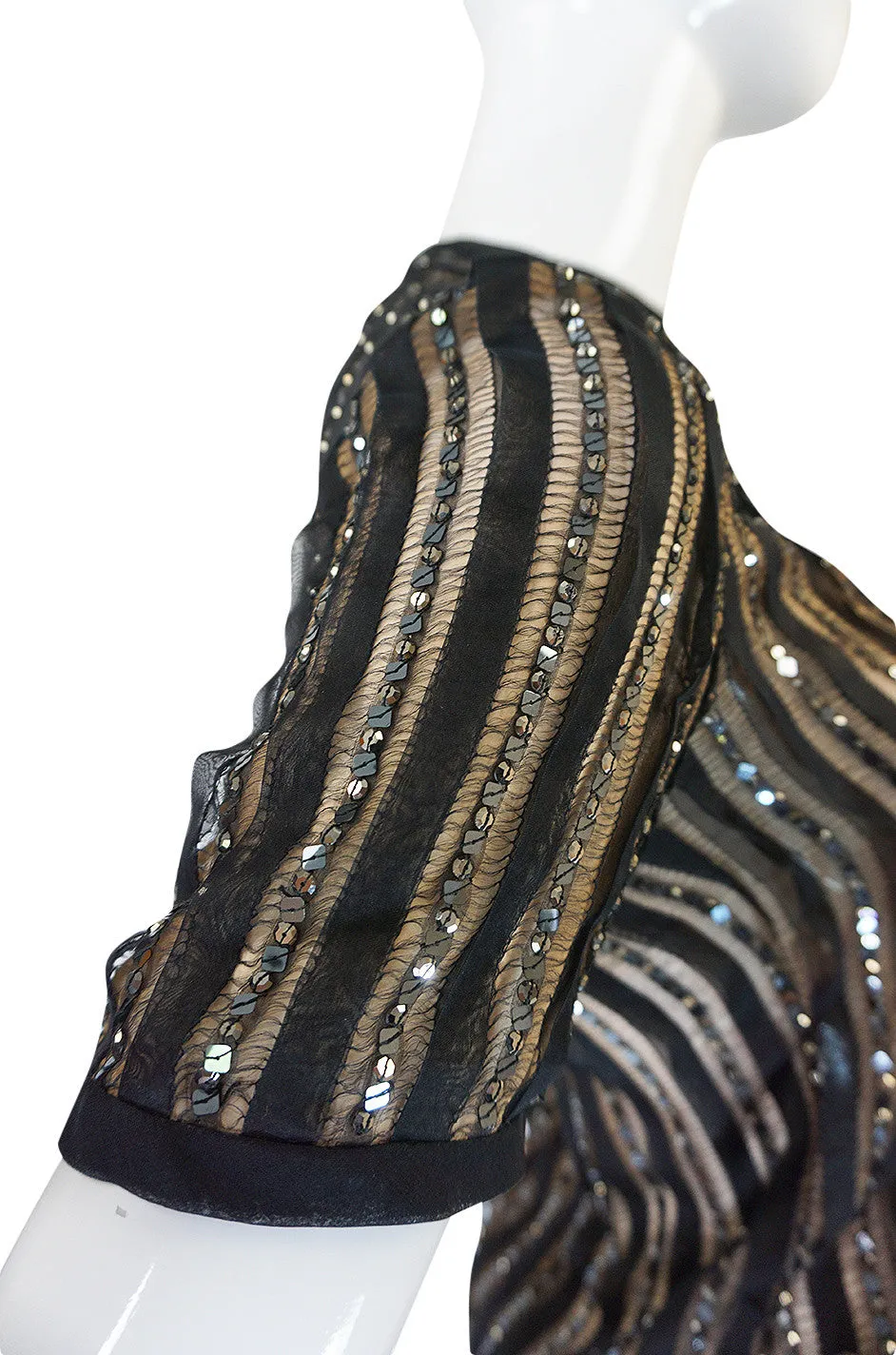 1970s Yves Saint Laurent True Haute Couture Silk Sequin Top