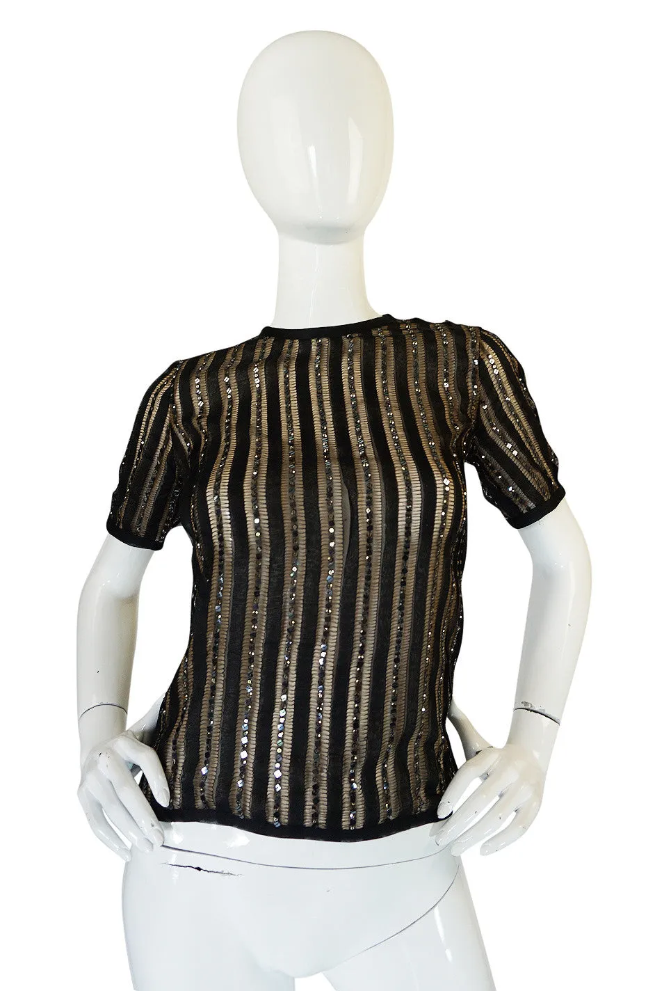 1970s Yves Saint Laurent True Haute Couture Silk Sequin Top