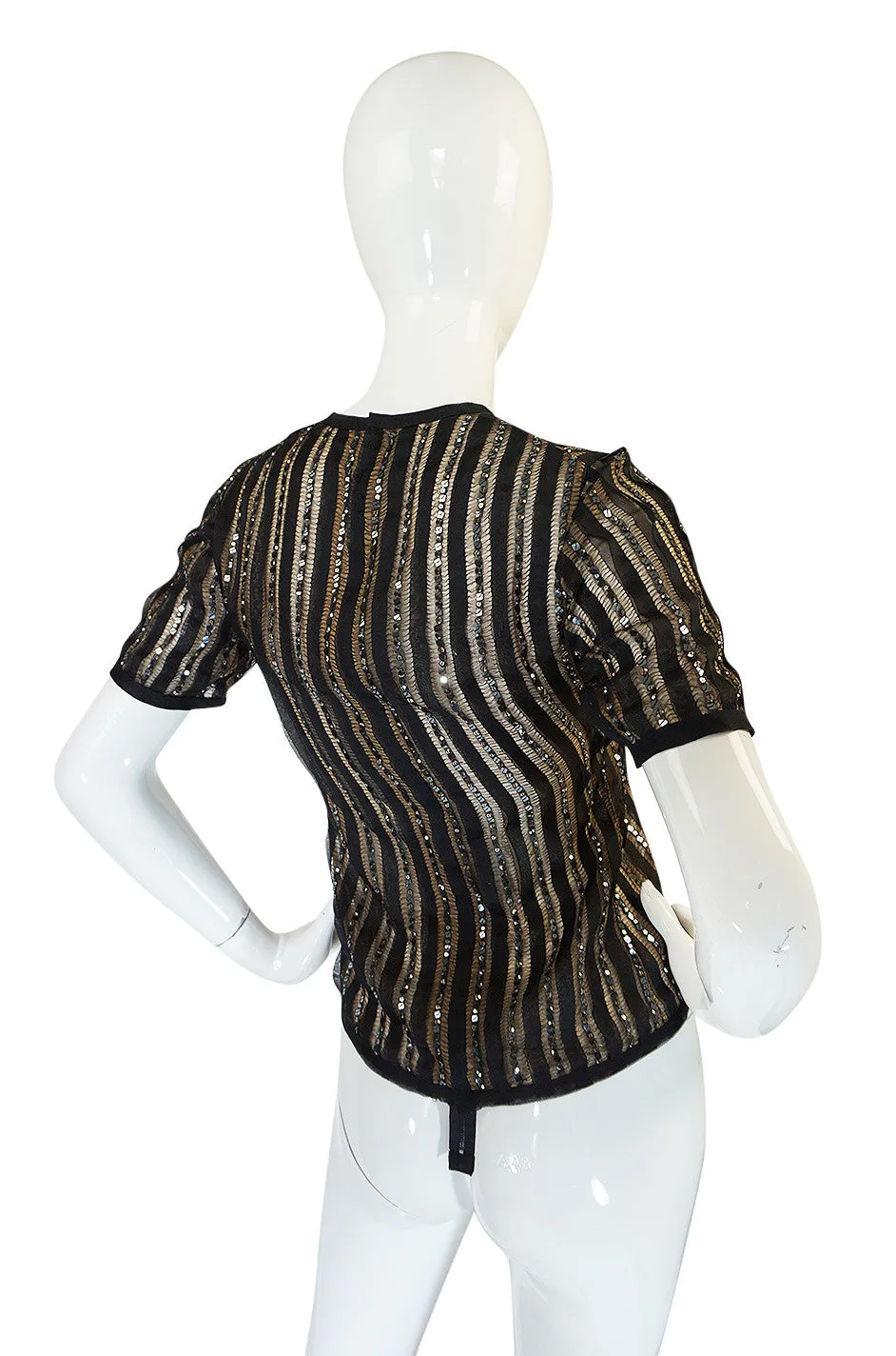 1970s Yves Saint Laurent True Haute Couture Silk Sequin Top
