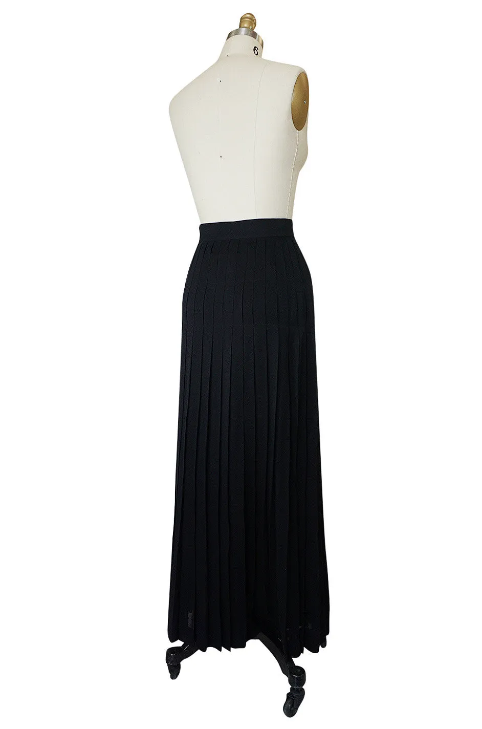 1980s Chanel Silk Crepe Pleated Full Length Maxi Skirt