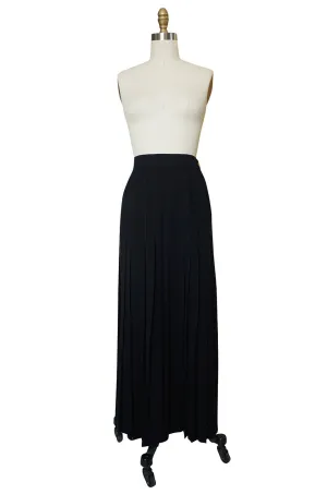 1980s Chanel Silk Crepe Pleated Full Length Maxi Skirt