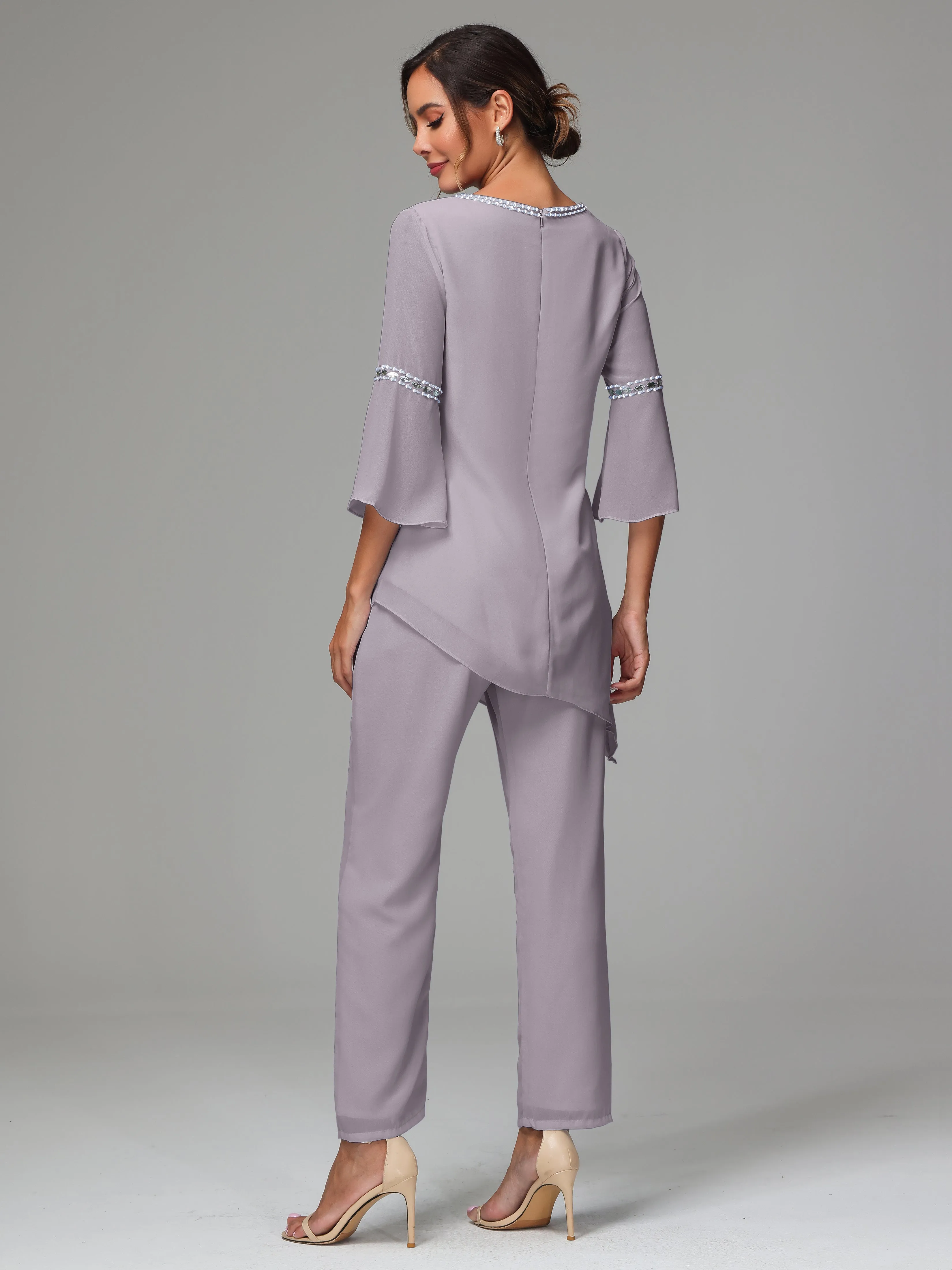 2 Pieces  Chiffon  Mother Of The Bride Dress Pants Suits