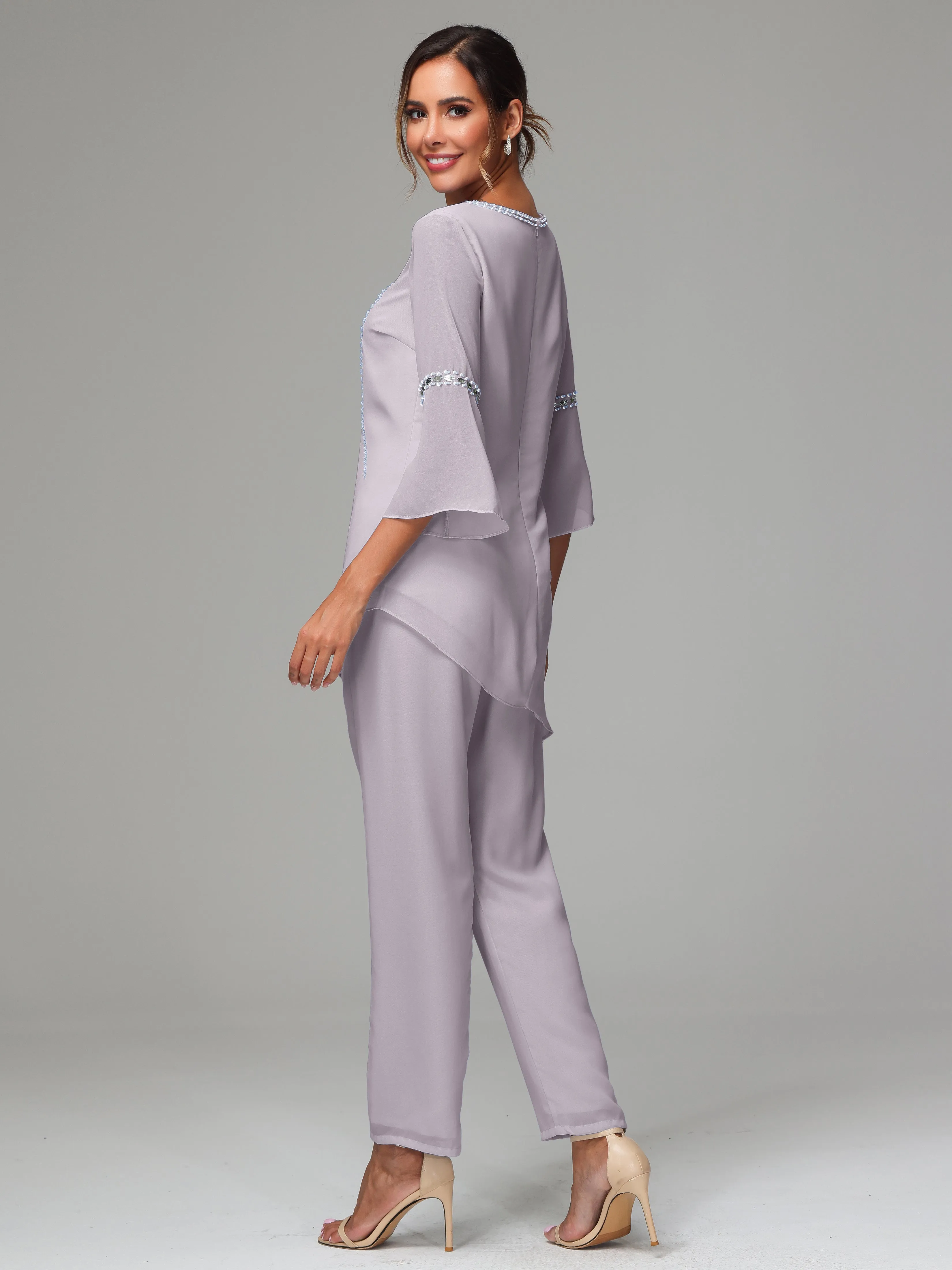 2 Pieces  Chiffon  Mother Of The Bride Dress Pants Suits