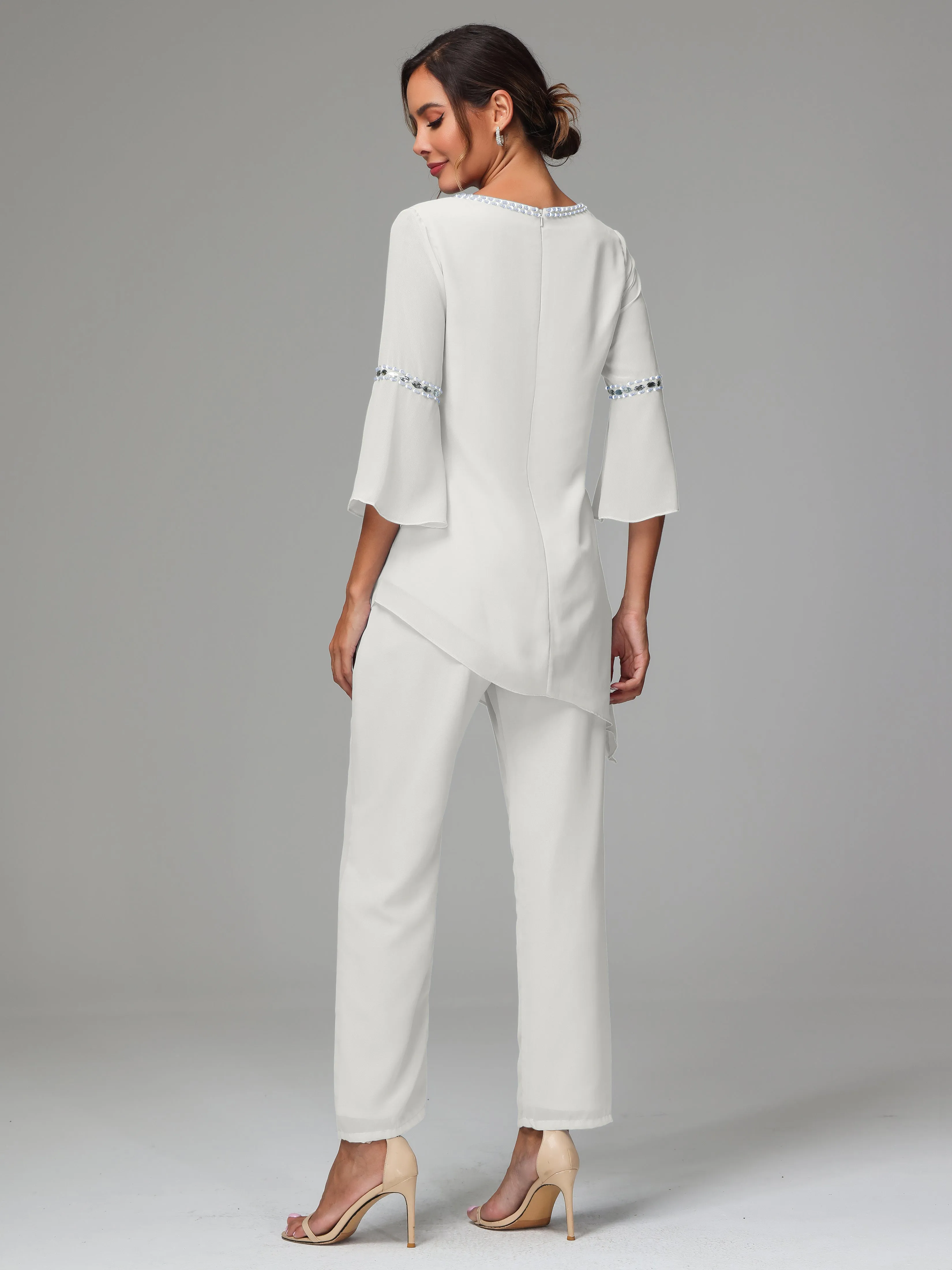 2 Pieces  Chiffon  Mother Of The Bride Dress Pants Suits