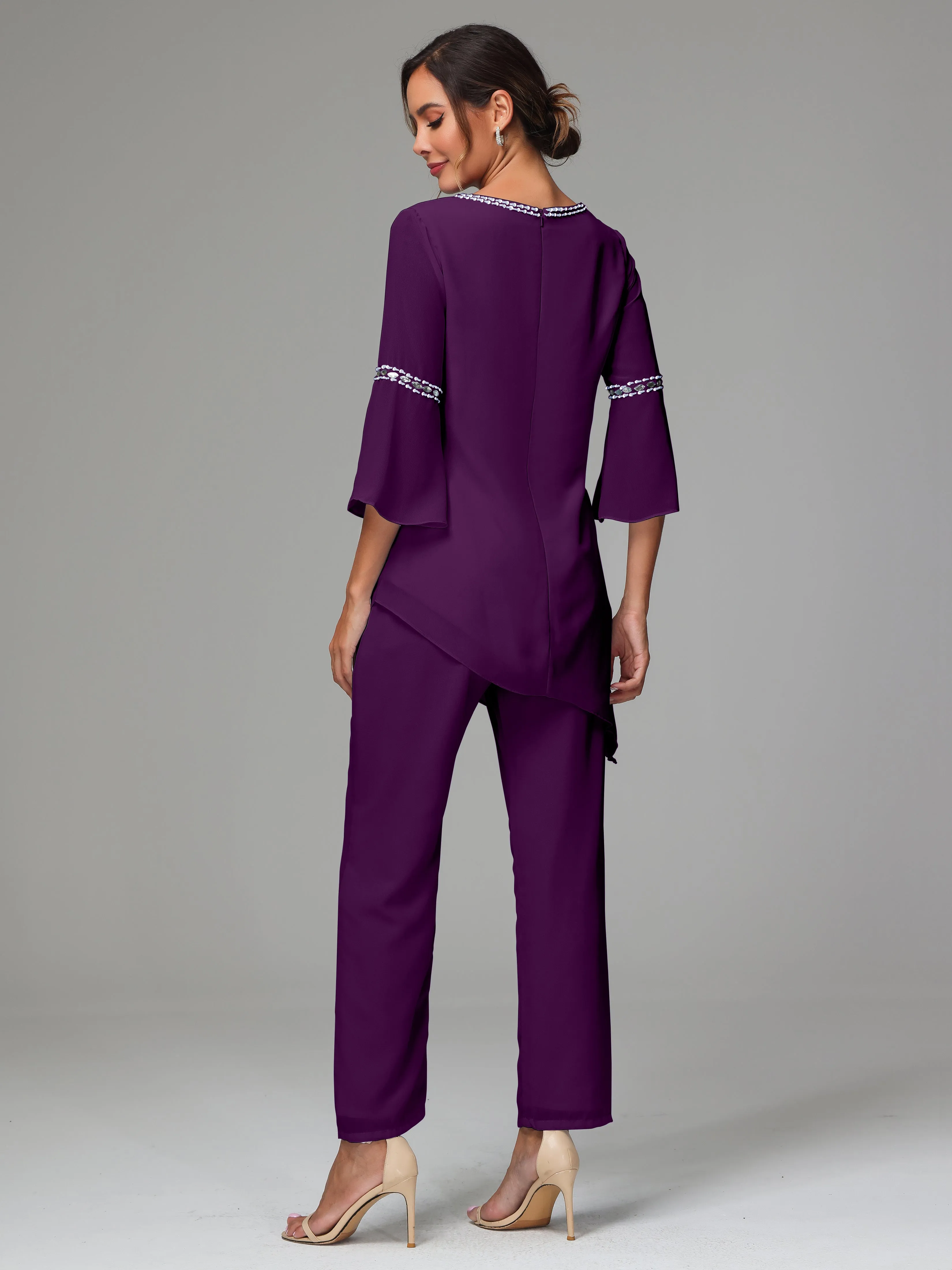 2 Pieces  Chiffon  Mother Of The Bride Dress Pants Suits