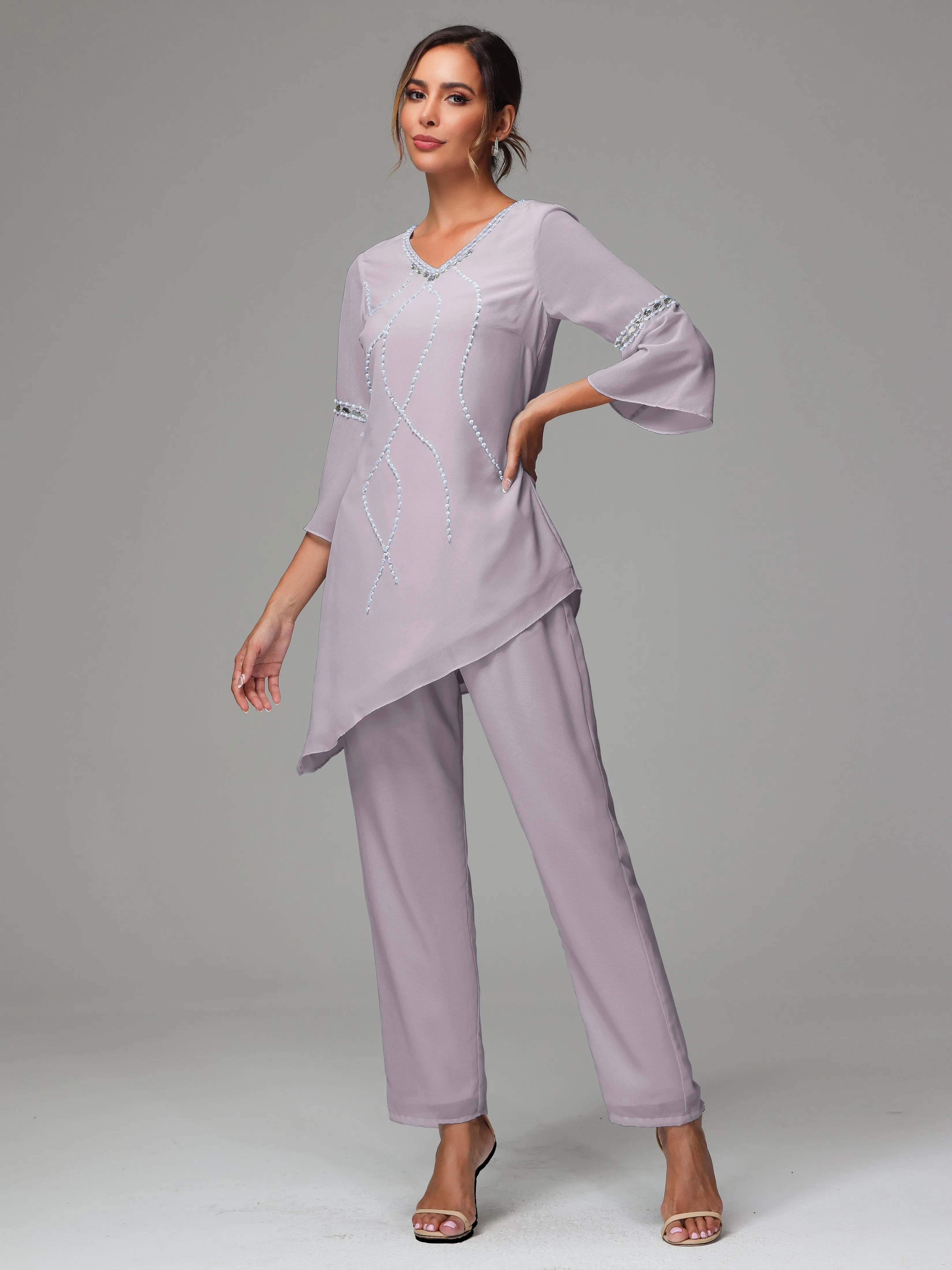 2 Pieces  Chiffon  Mother Of The Bride Dress Pants Suits