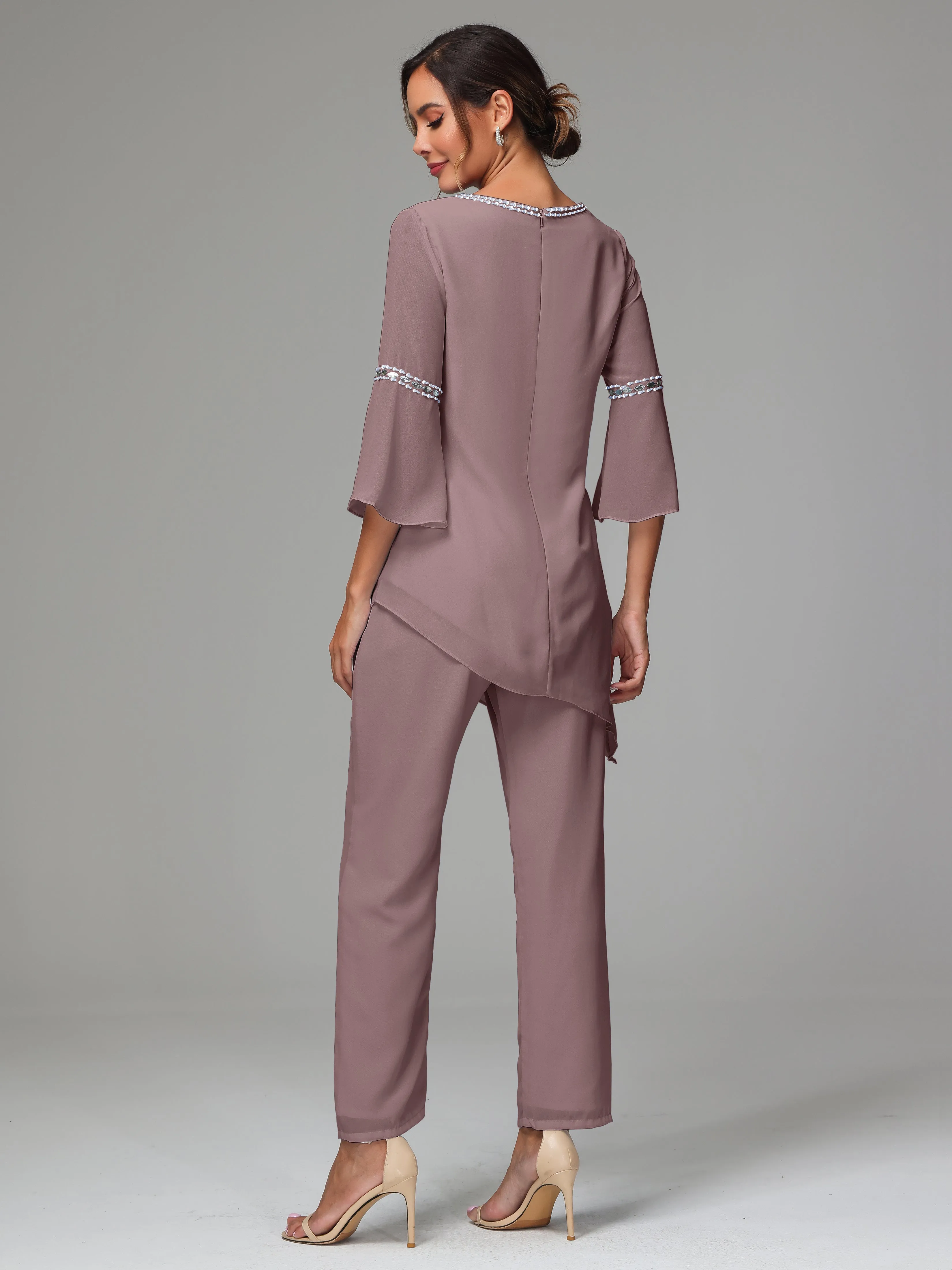 2 Pieces  Chiffon  Mother Of The Bride Dress Pants Suits