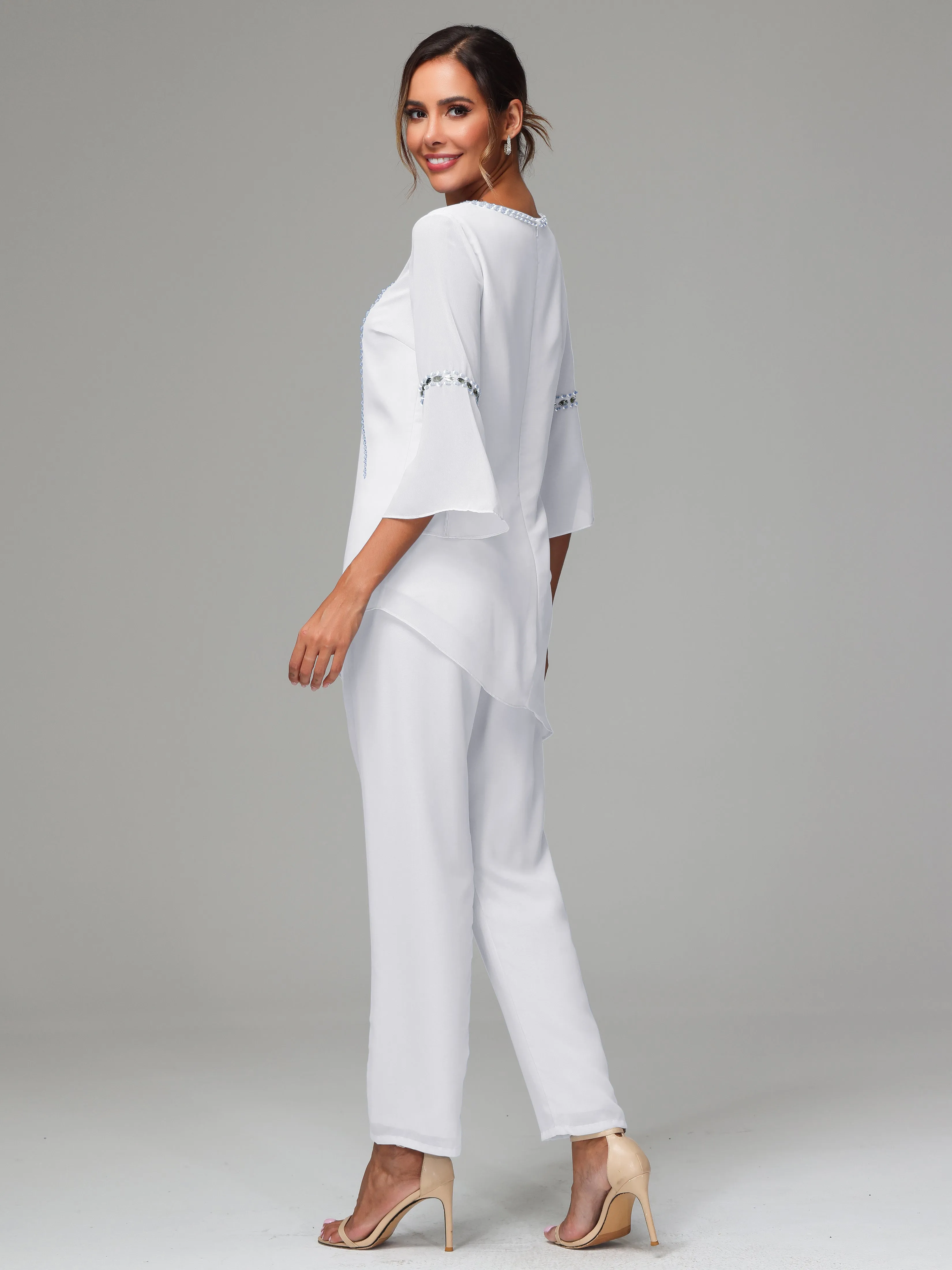 2 Pieces  Chiffon  Mother Of The Bride Dress Pants Suits