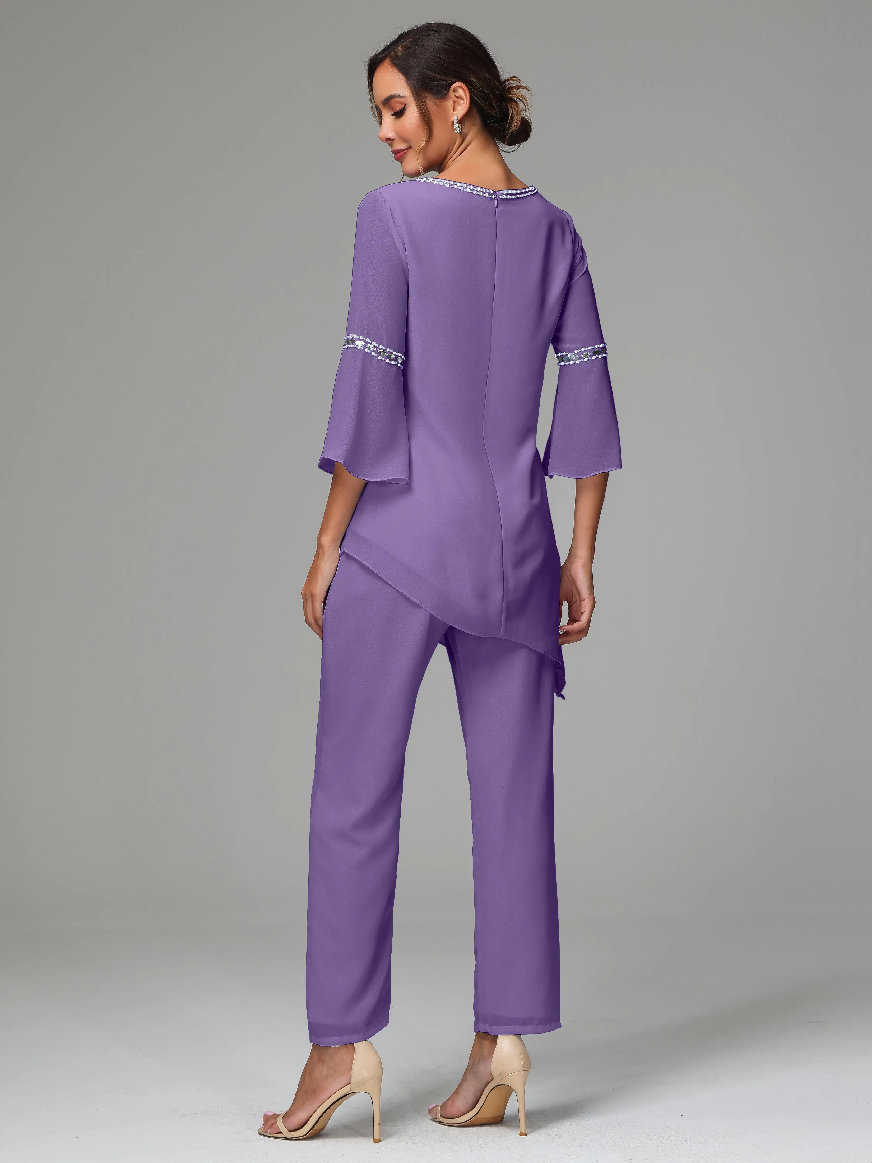 2 Pieces  Chiffon  Mother Of The Bride Dress Pants Suits