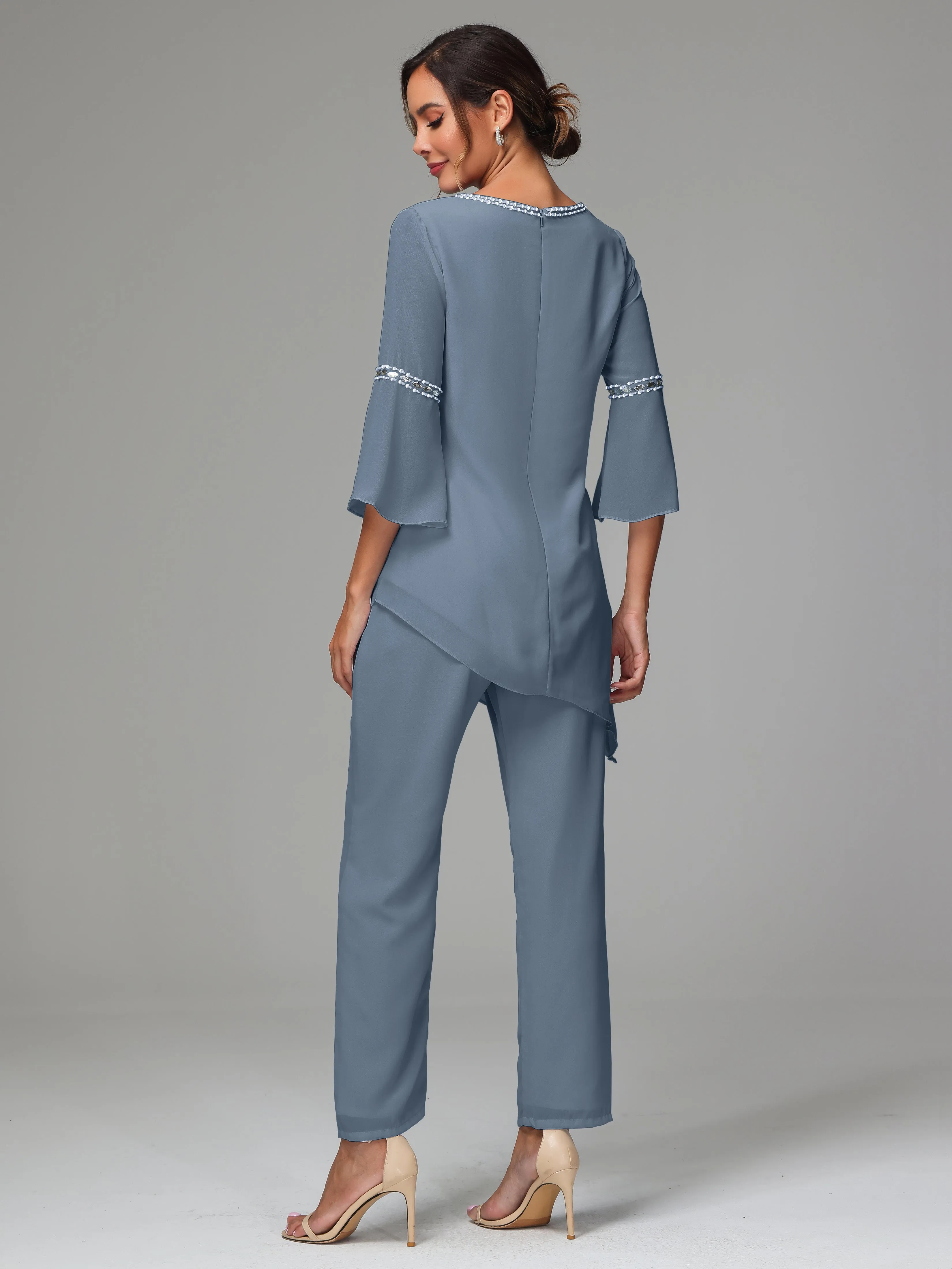2 Pieces  Chiffon  Mother Of The Bride Dress Pants Suits