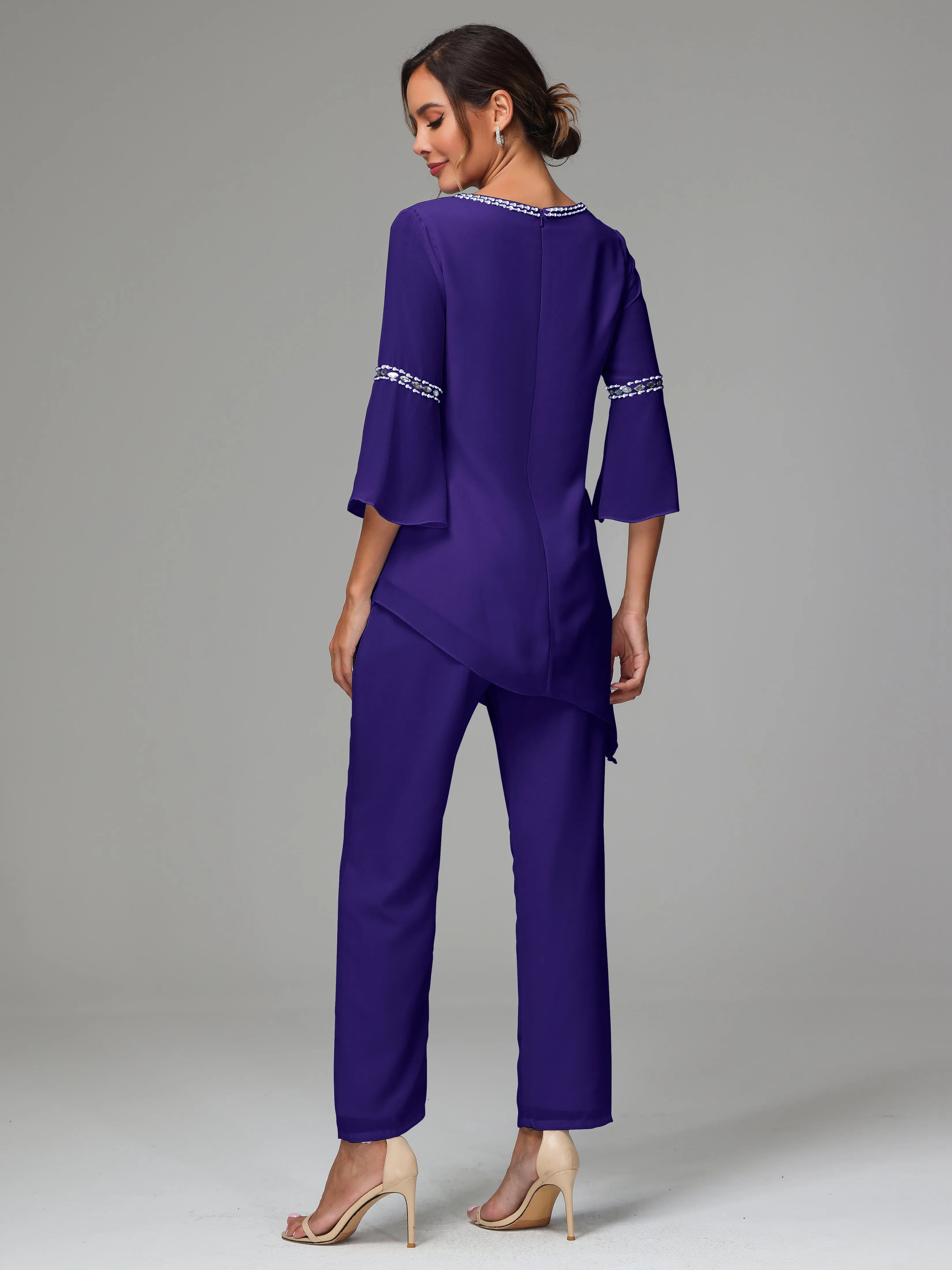 2 Pieces  Chiffon  Mother Of The Bride Dress Pants Suits