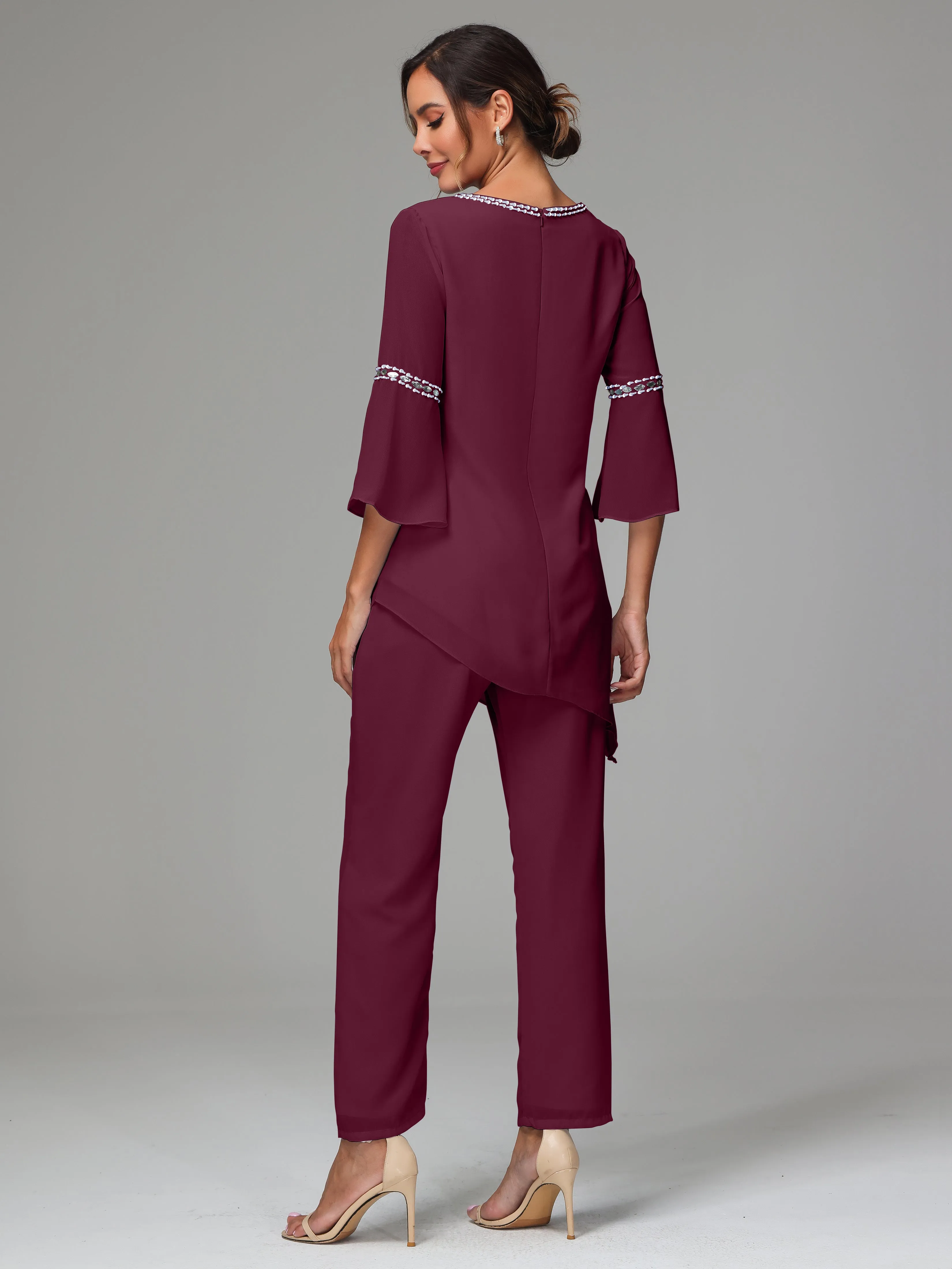 2 Pieces  Chiffon  Mother Of The Bride Dress Pants Suits