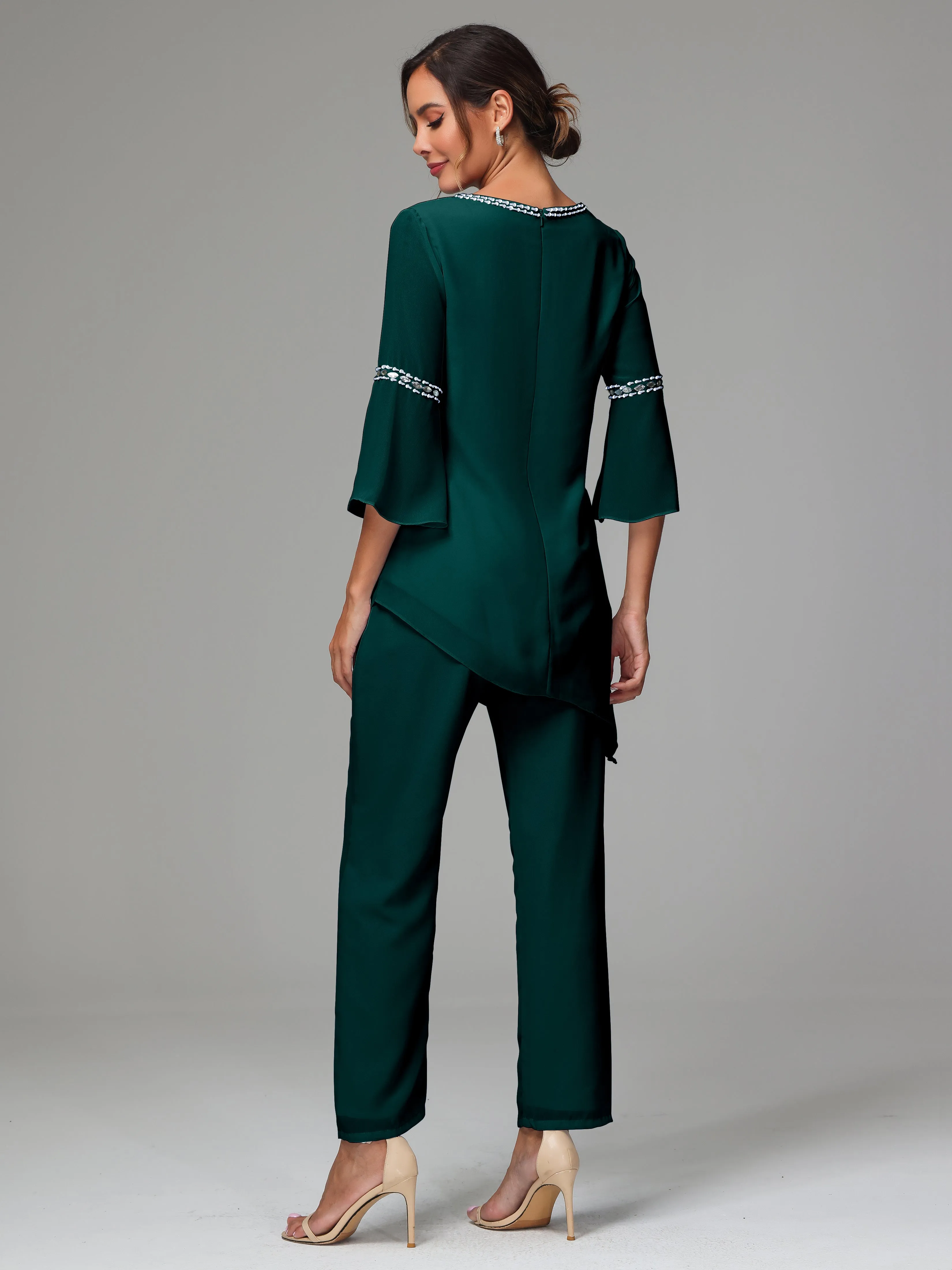 2 Pieces  Chiffon  Mother Of The Bride Dress Pants Suits