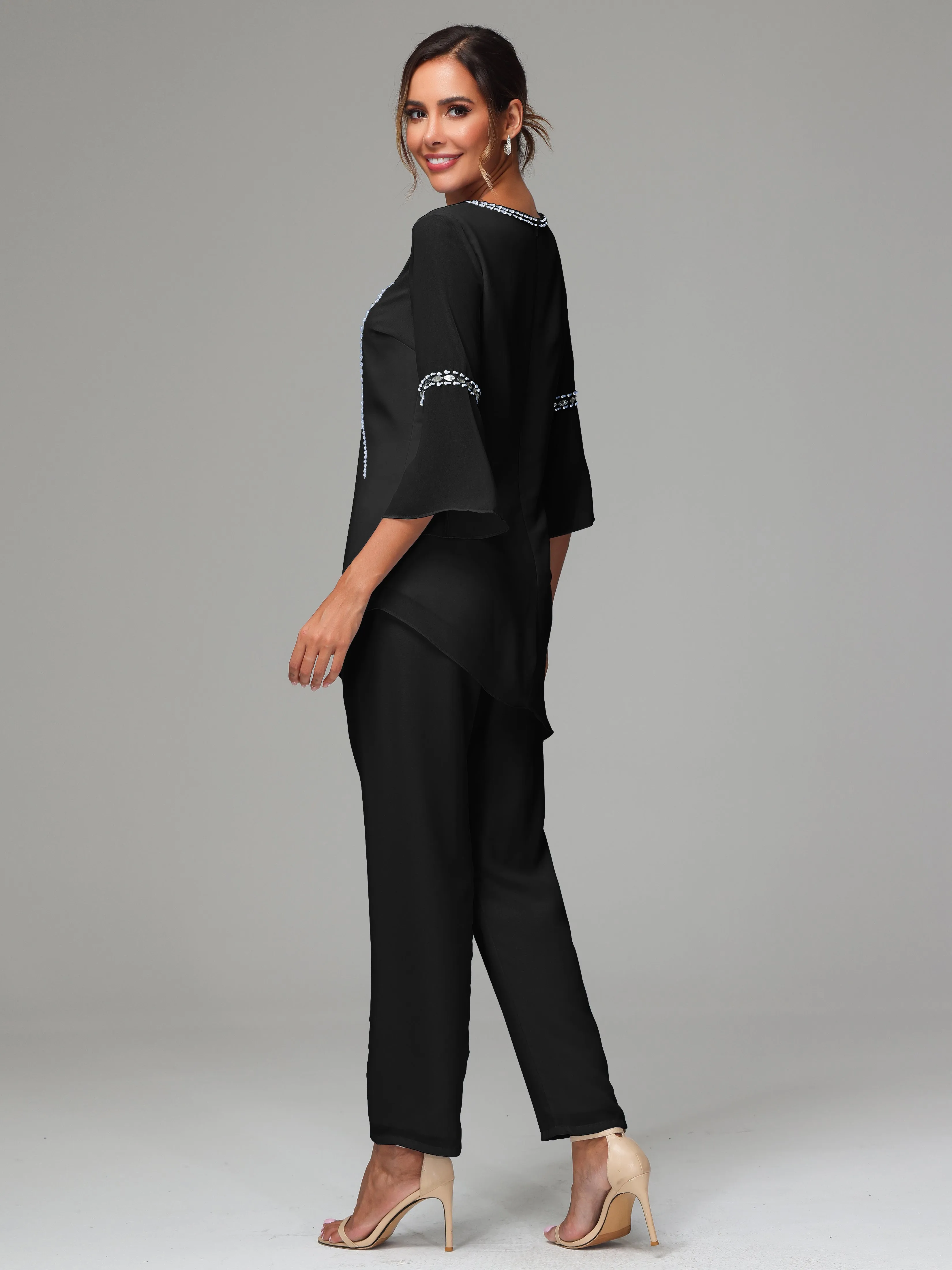 2 Pieces  Chiffon  Mother Of The Bride Dress Pants Suits