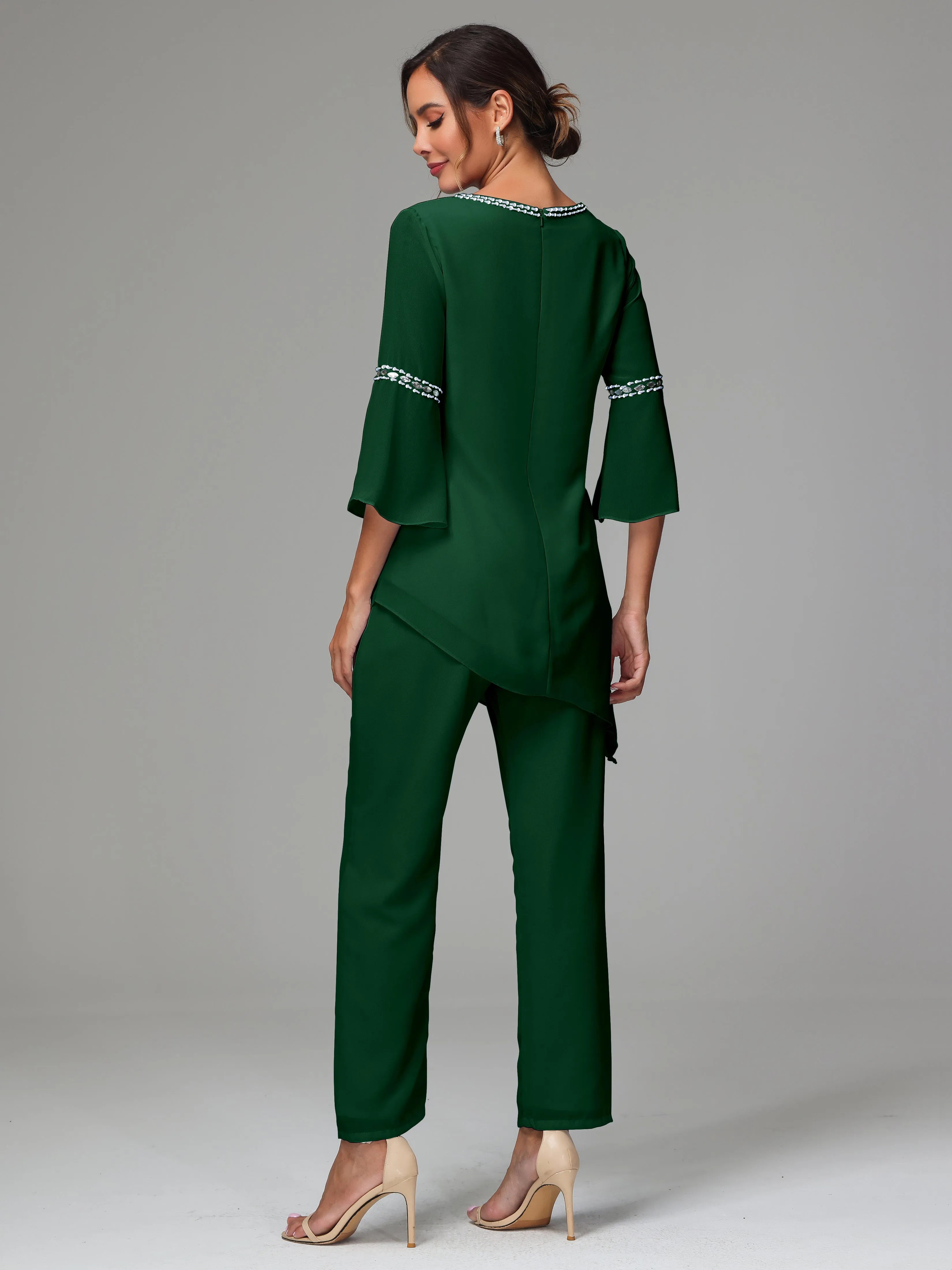 2 Pieces  Chiffon  Mother Of The Bride Dress Pants Suits
