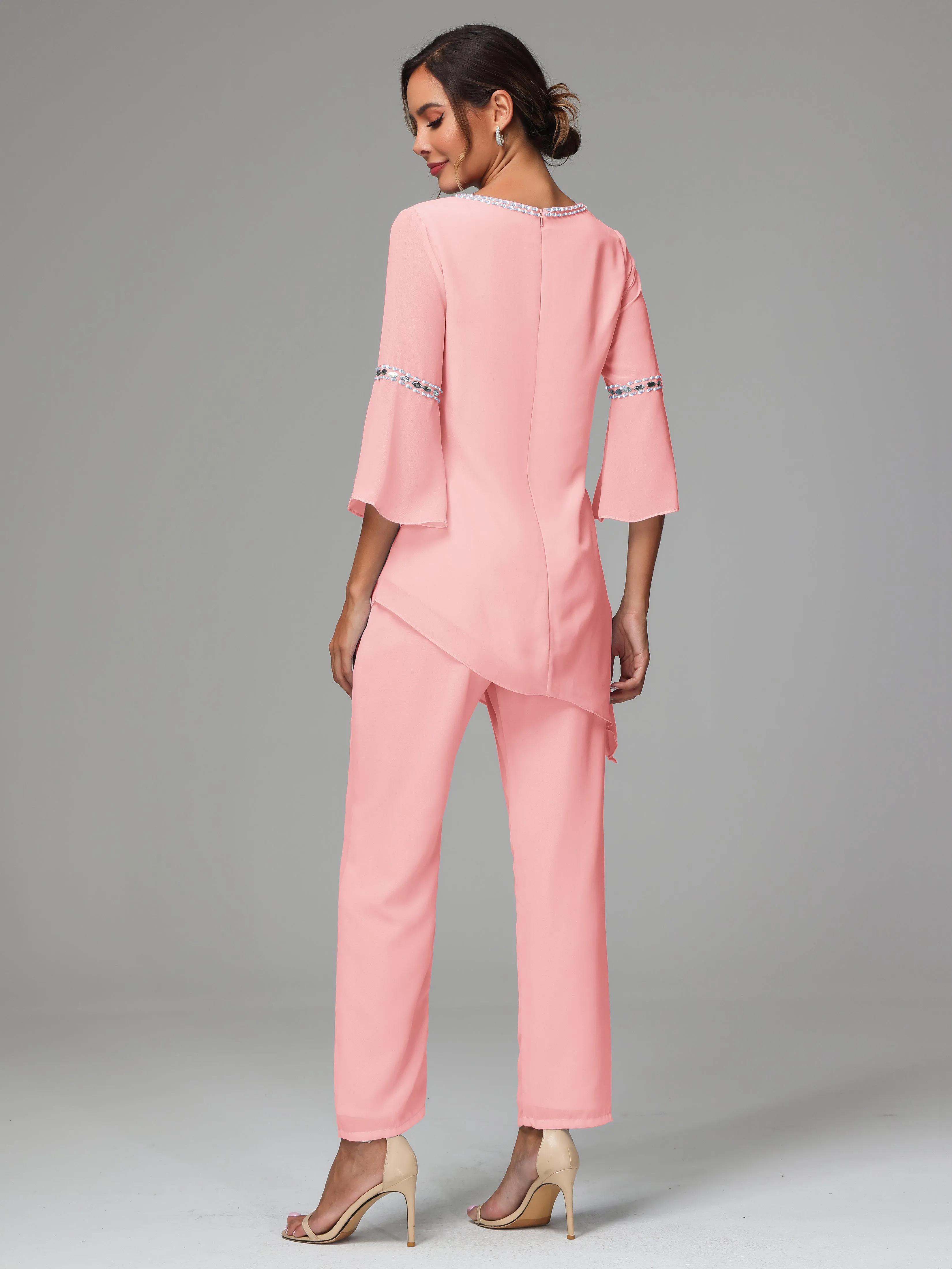 2 Pieces  Chiffon  Mother Of The Bride Dress Pants Suits