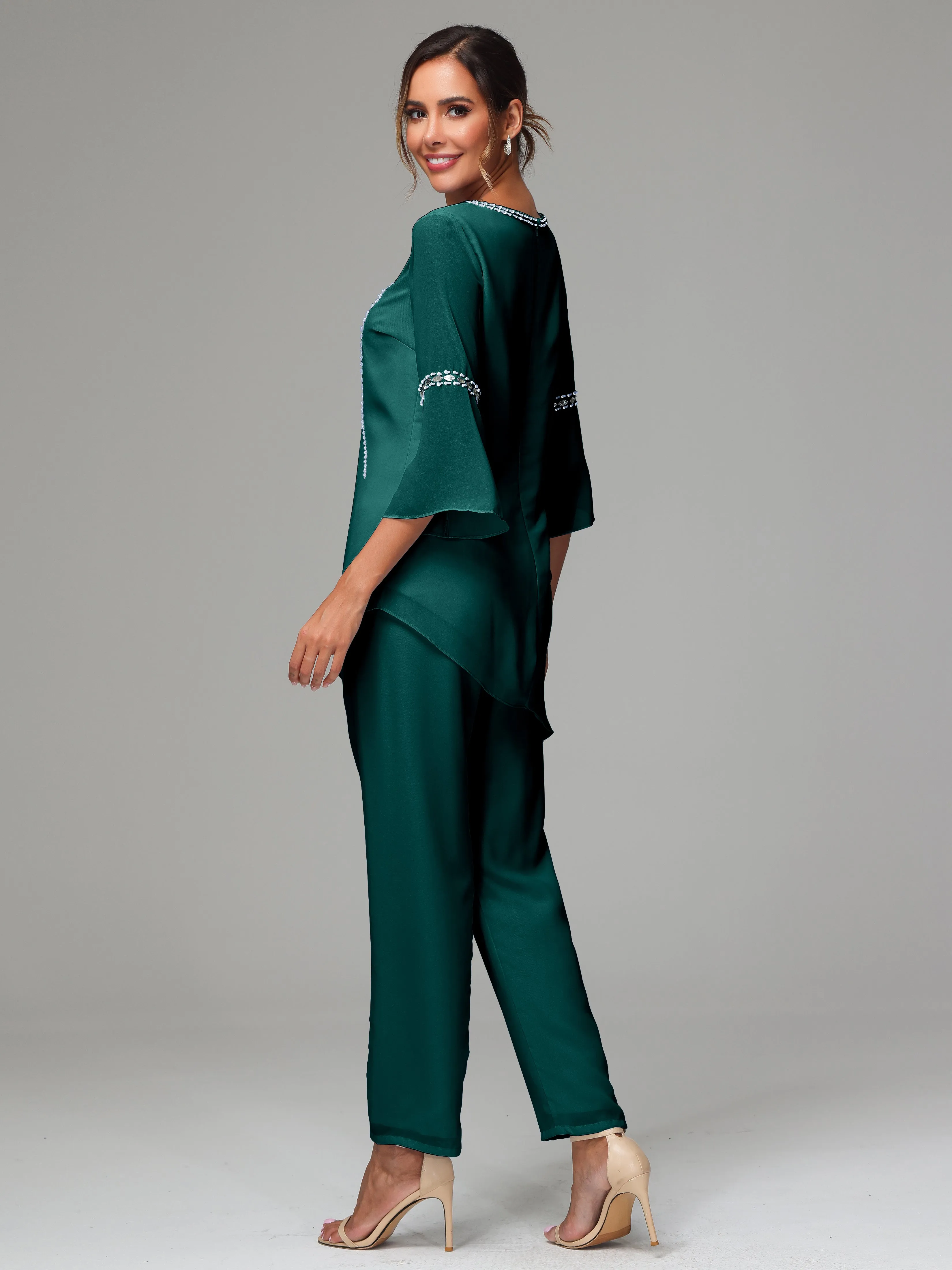 2 Pieces  Chiffon  Mother Of The Bride Dress Pants Suits
