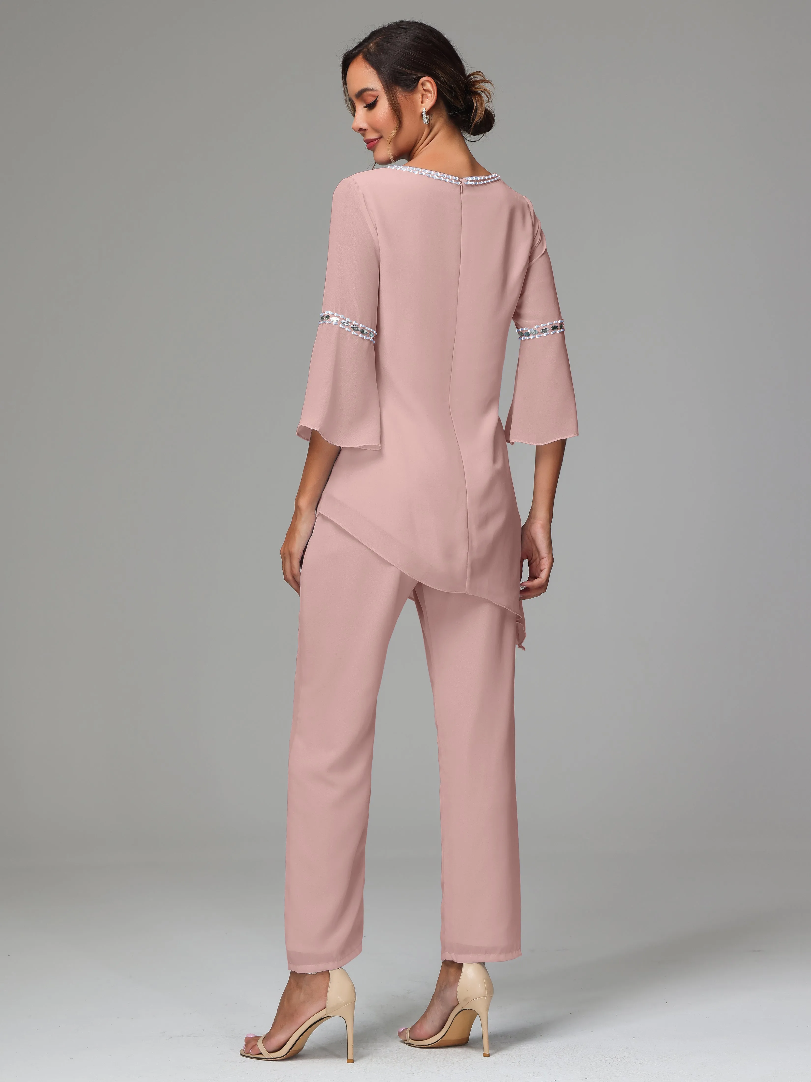 2 Pieces  Chiffon  Mother Of The Bride Dress Pants Suits