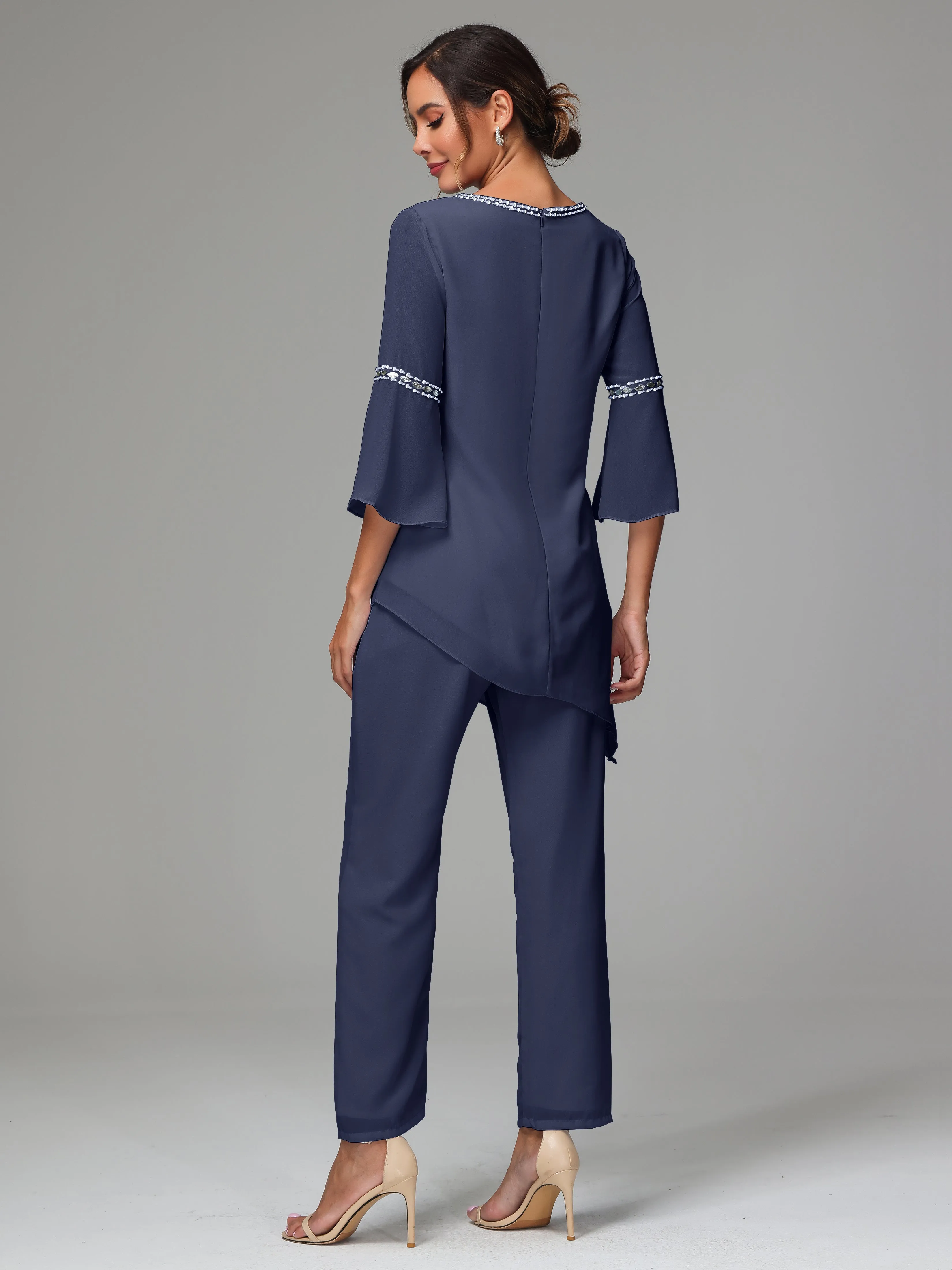 2 Pieces  Chiffon  Mother Of The Bride Dress Pants Suits